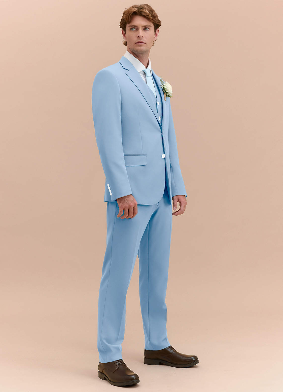 front James Sky Blue Structured Stretch 3-piece suit