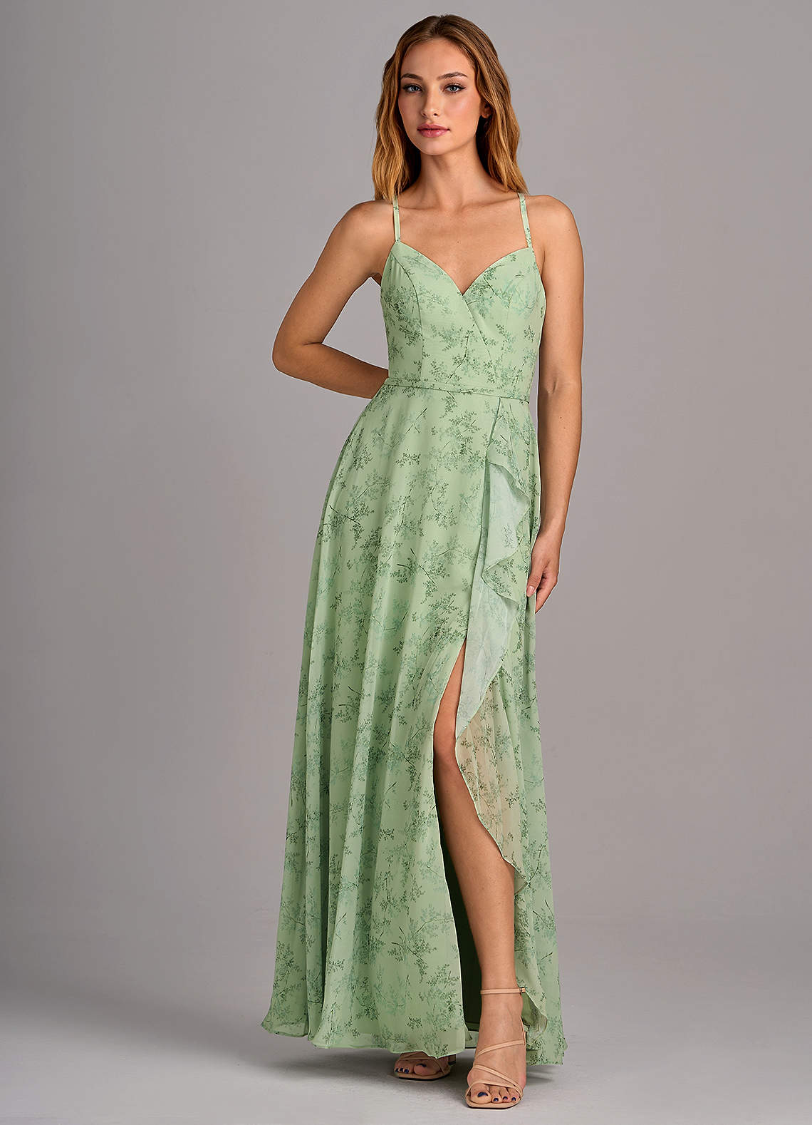 green dress night out Ever-Pretty V Neck Flutter Sleeve Maxi Maxi Dress with Lace Up Back and Slit