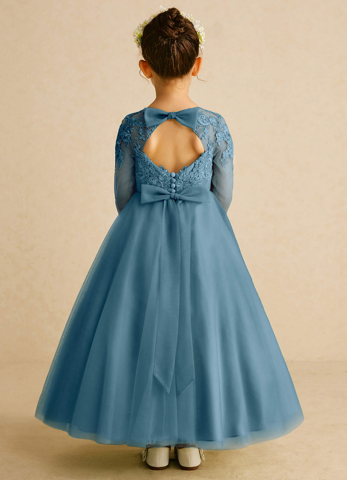 Azazie Precious Flower Girl Dresses Bermuda A-Line Lace Tulle Dress image1
