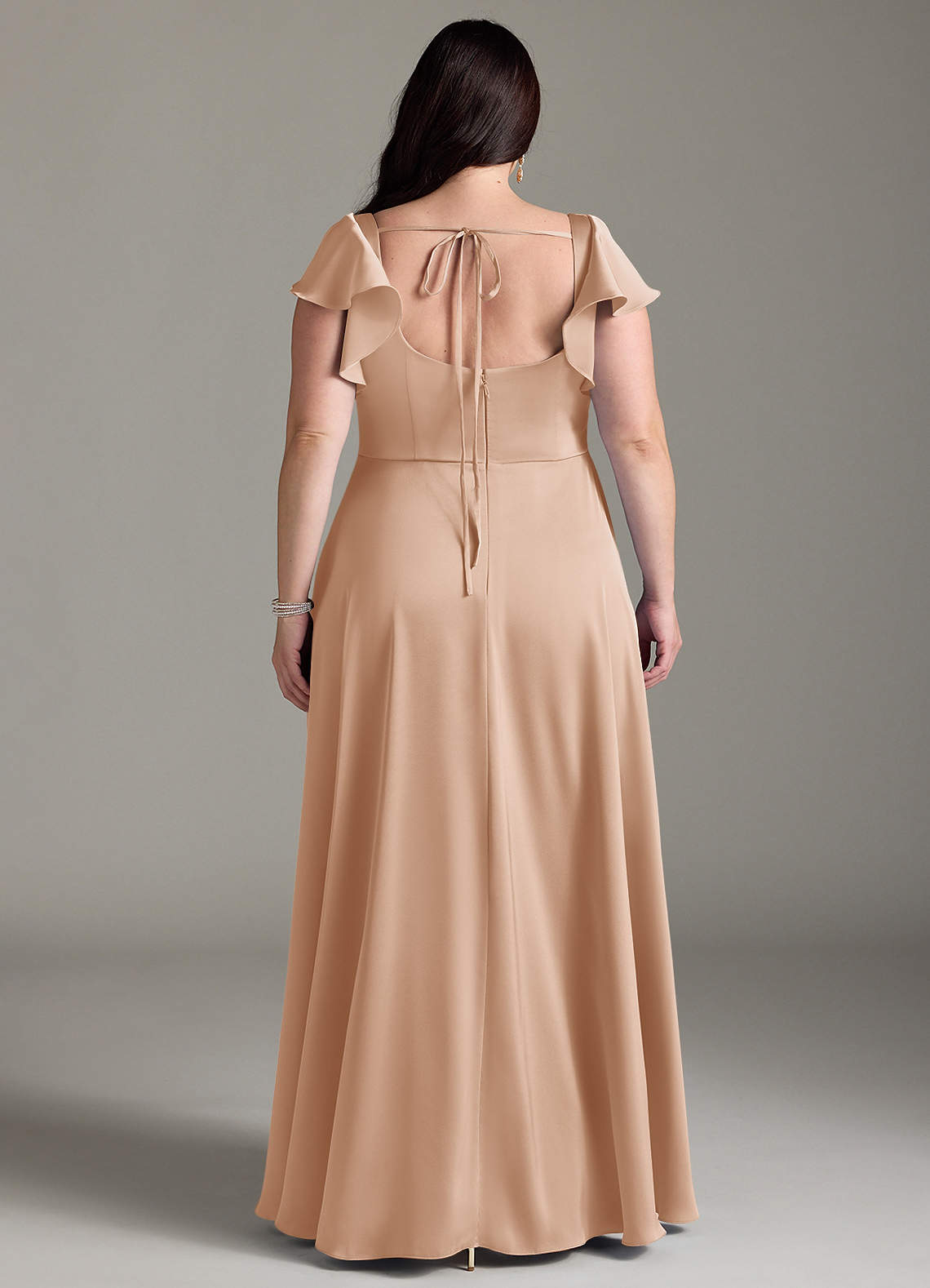 Azazie Bondi Bridesmaid Dresses English Rose A-Line Bow Stretch Satin Dress image7