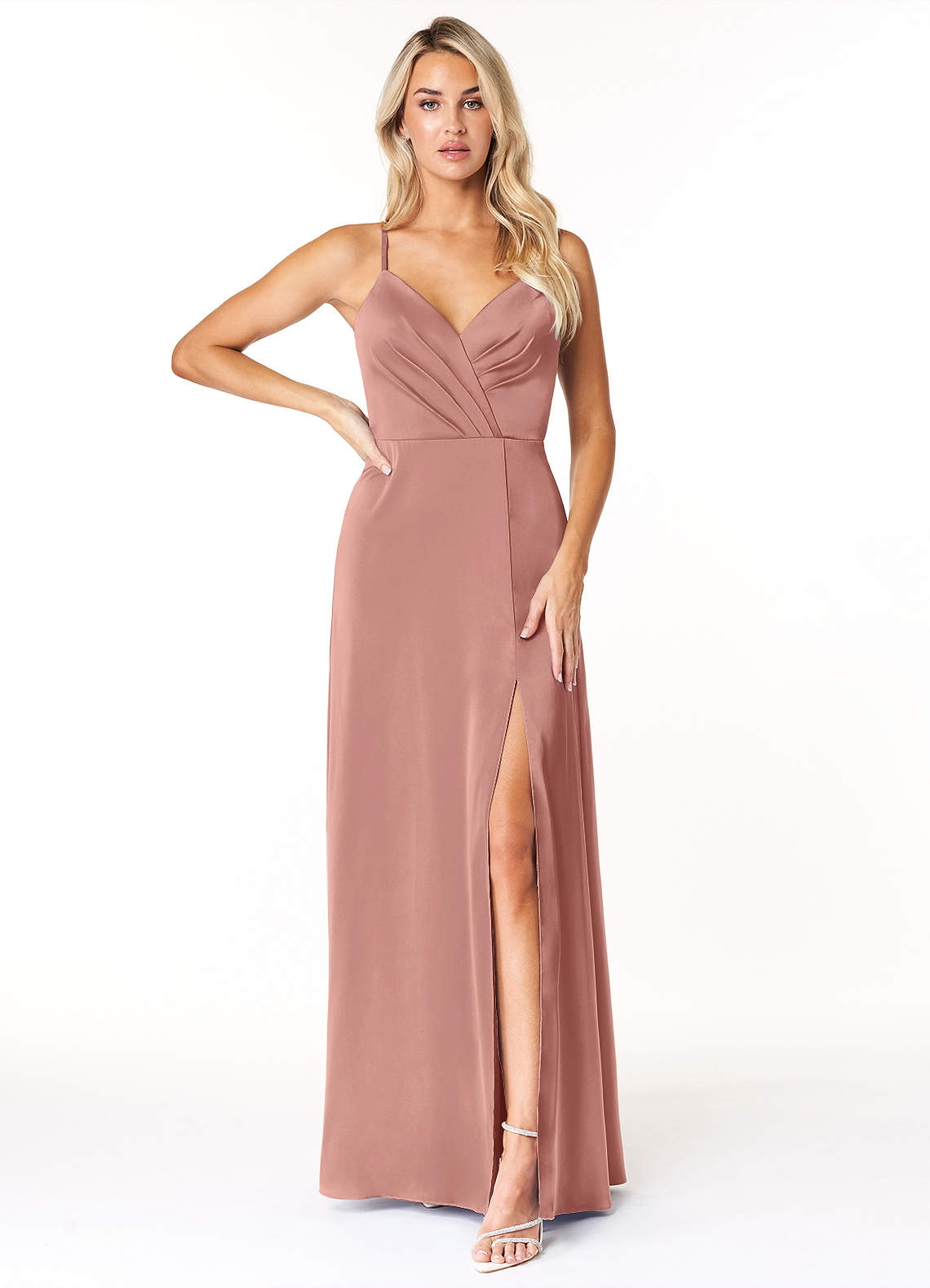 Azazie Madaleine Stretch Satin Dress Final Sale image1