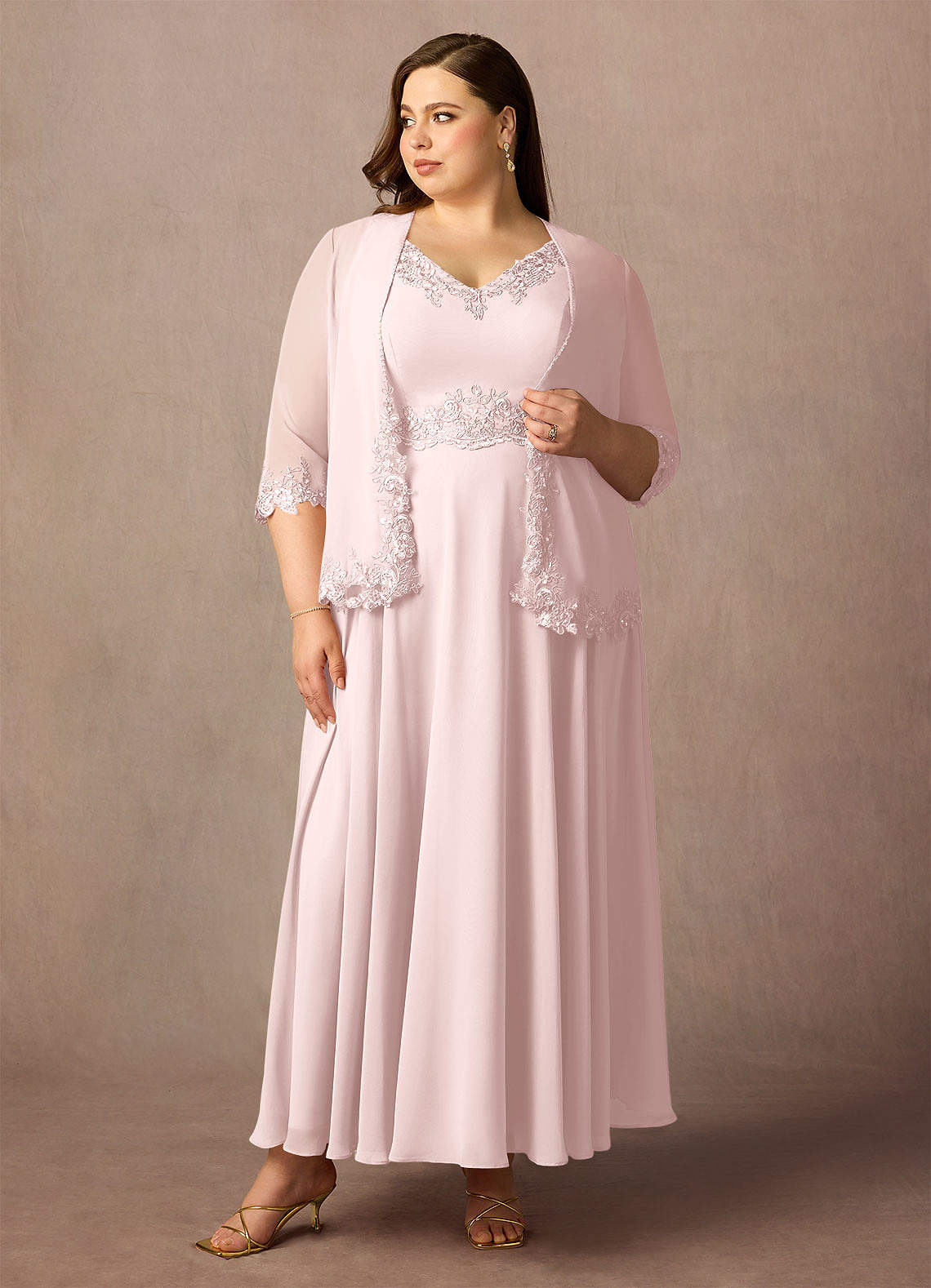 Azazie Devana Abiti per la Madre della Sposa Abito A-Line in Chiffon Paillettes Rosa Rossore image1