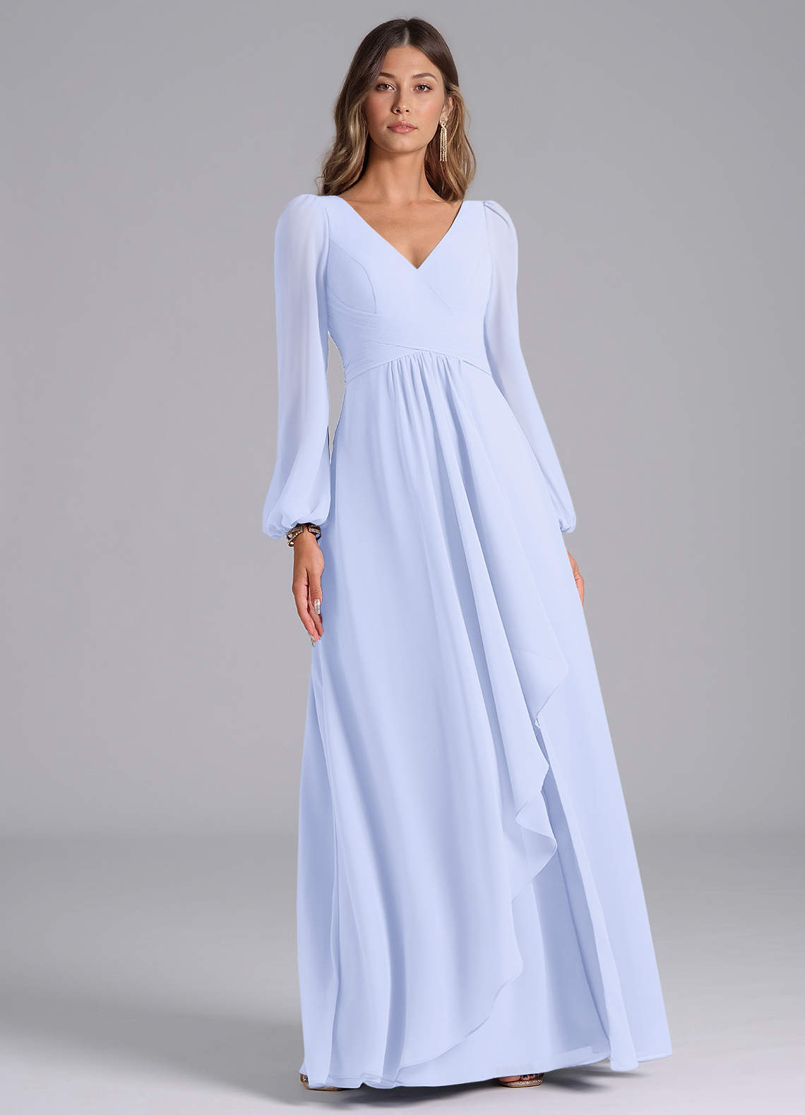 bridesmaid dresses under 35 A-Line One Shoulder Long Lace Chiffon Junior Bridesmaid Dresses main image 1