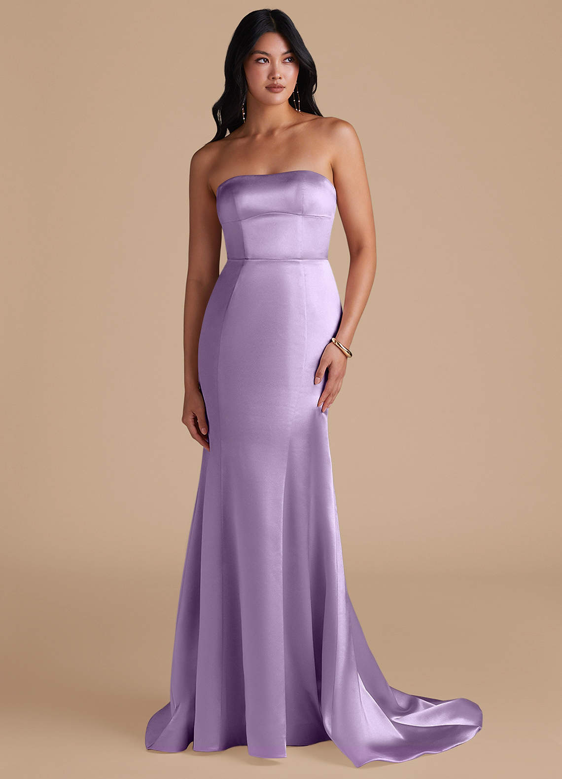 Azazie Aura Robes de demoiselle d'honneur Robe Sirène Convertible en Satiné métallisé Lilas image1