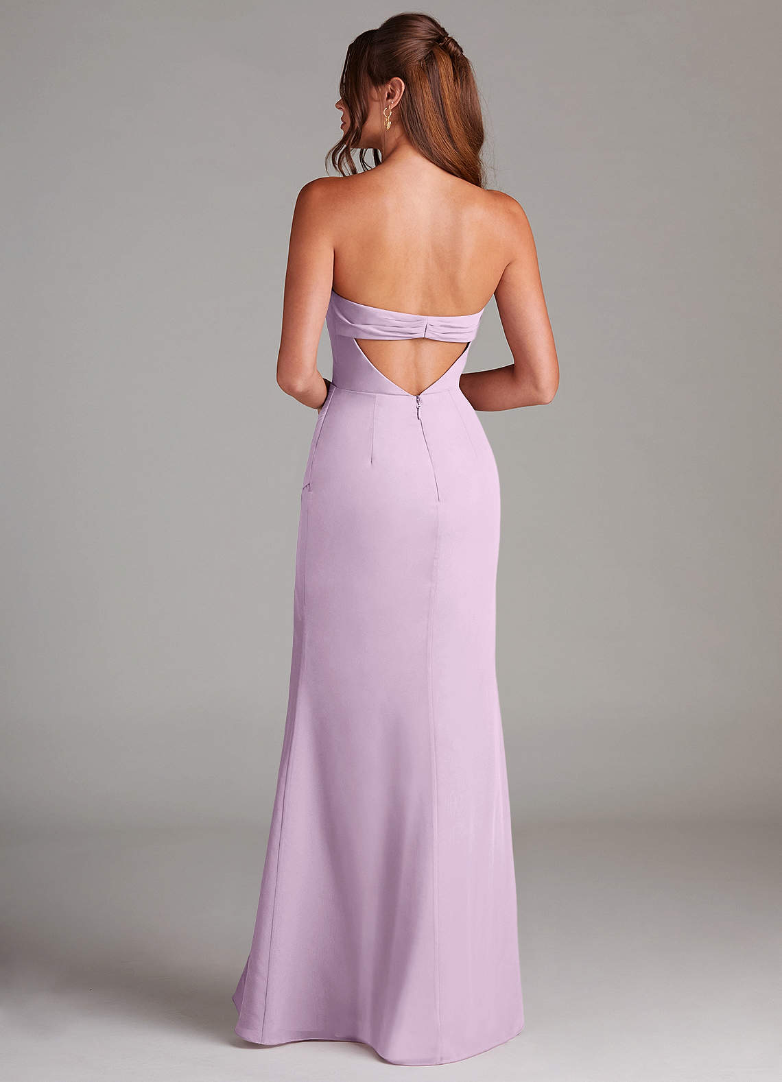 Azazie Leonis Bridesmaid Dresses Frosted Lilac Sheath Strapless Chiffon Convertible Dress image4