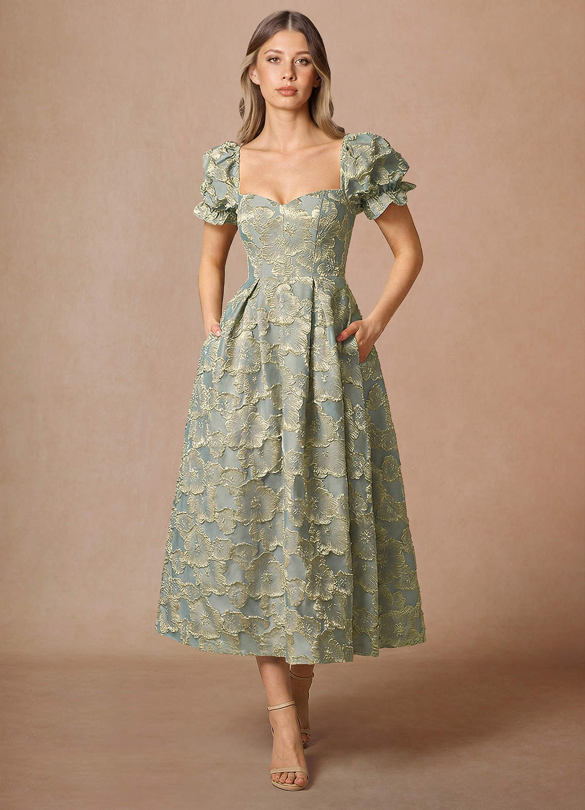 Azazie Sweetheart A-Line Midi Dresses in Blue