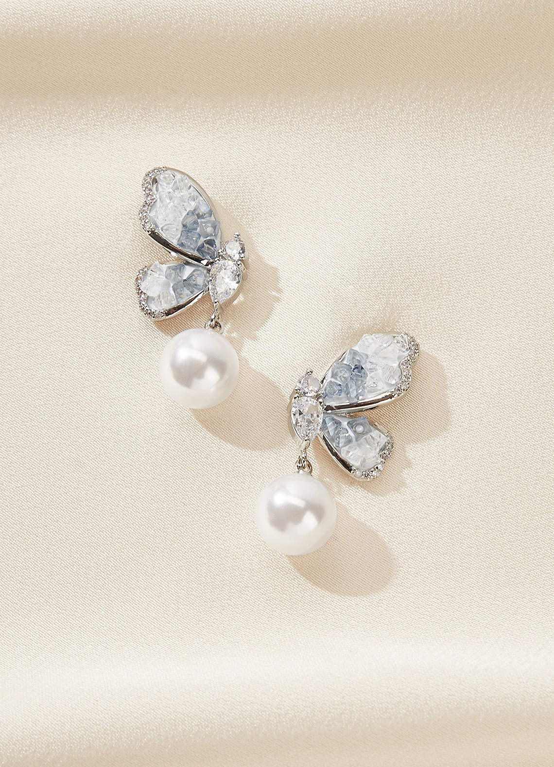 front Something Blue Butterfly Wing Drop Earrings