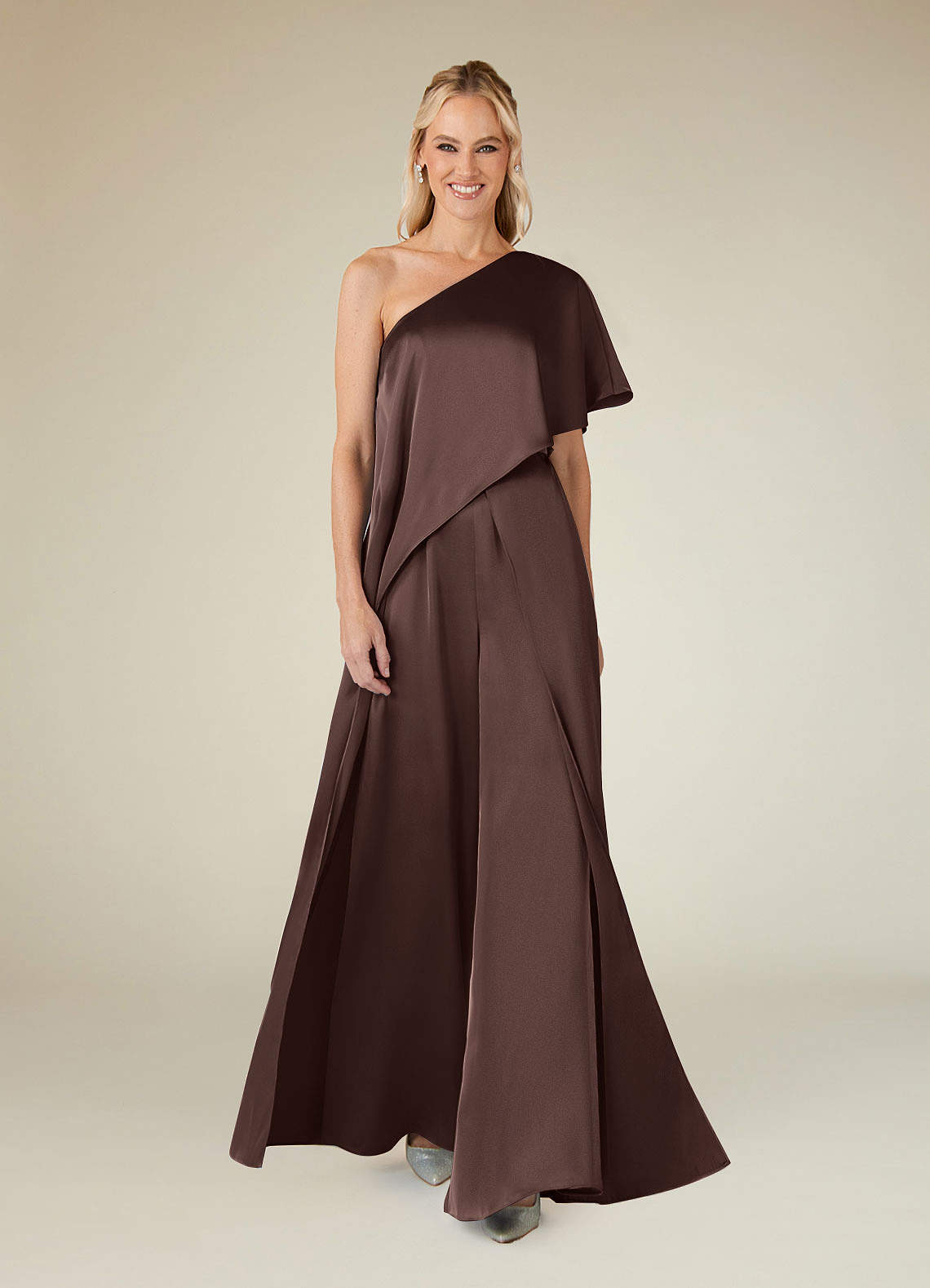 Azazie Hagretta vestidos de madre de la novia Vestido de Ganache de Satén Elástico de Mono/Traje de pantalón image1