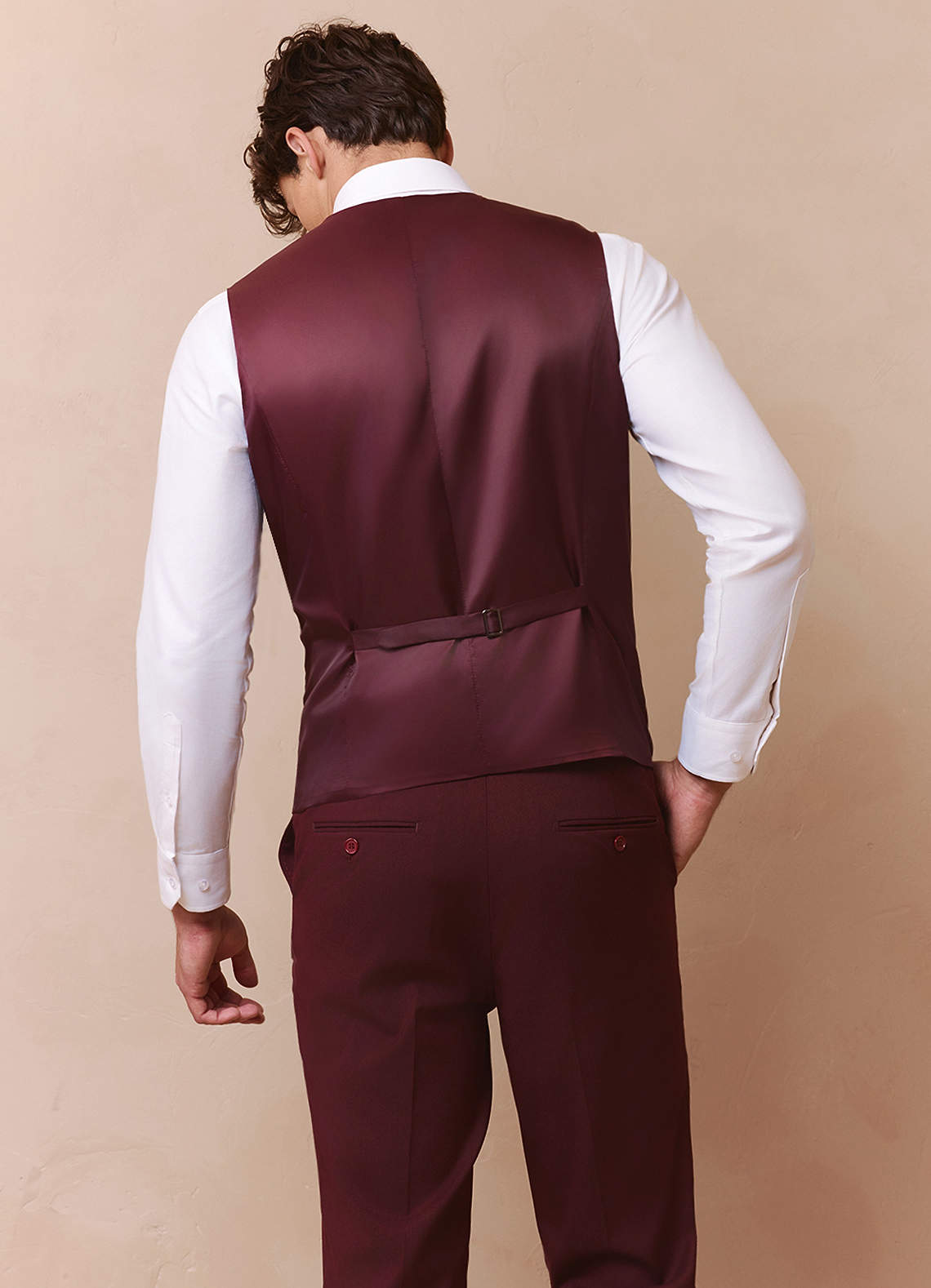 front Savile Burgundy Wool Blend Suit Vest