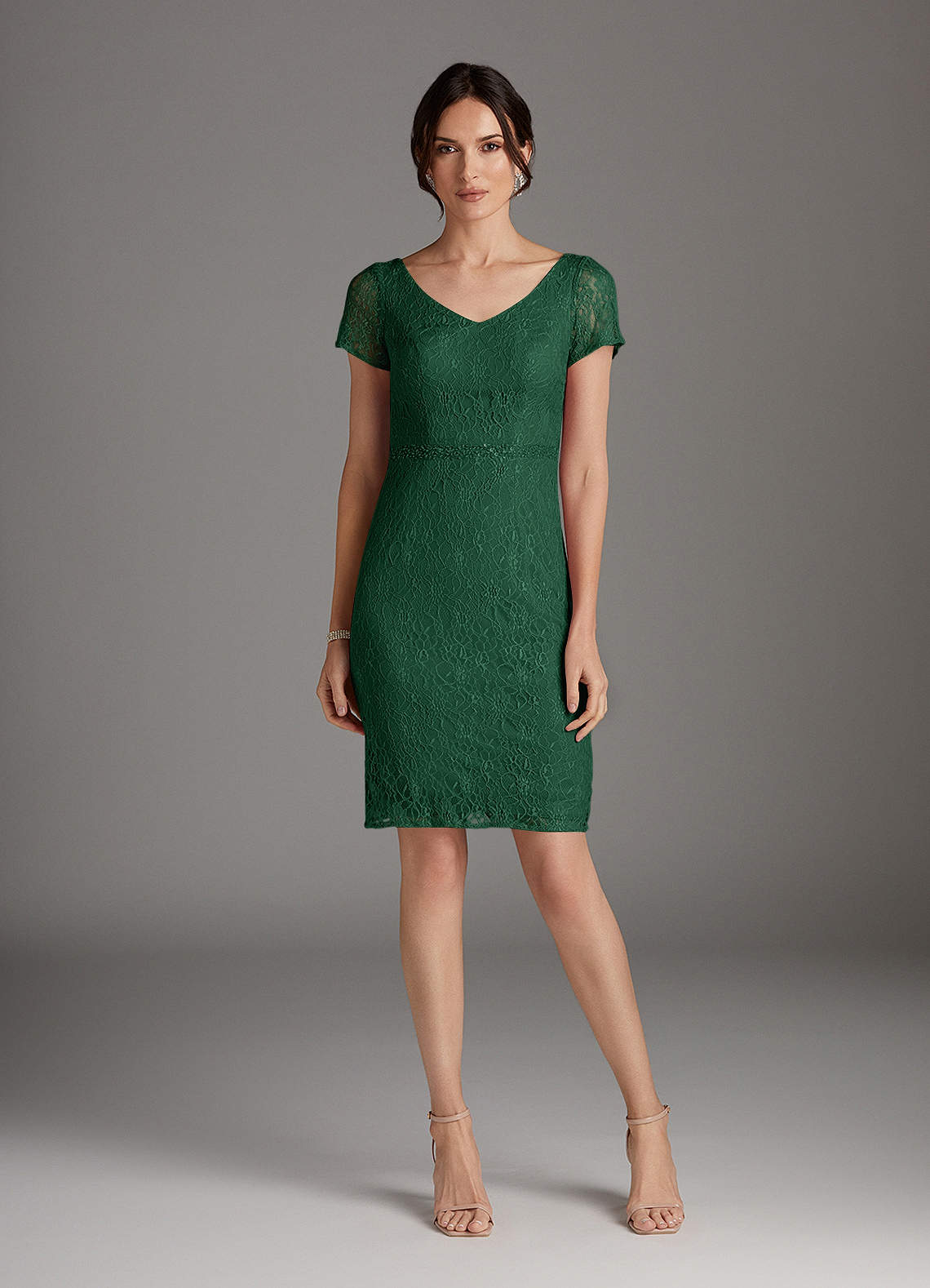 Azazie Lucilia Mother of the Bride Dresses Dark Green Sheath Lace Dress image1