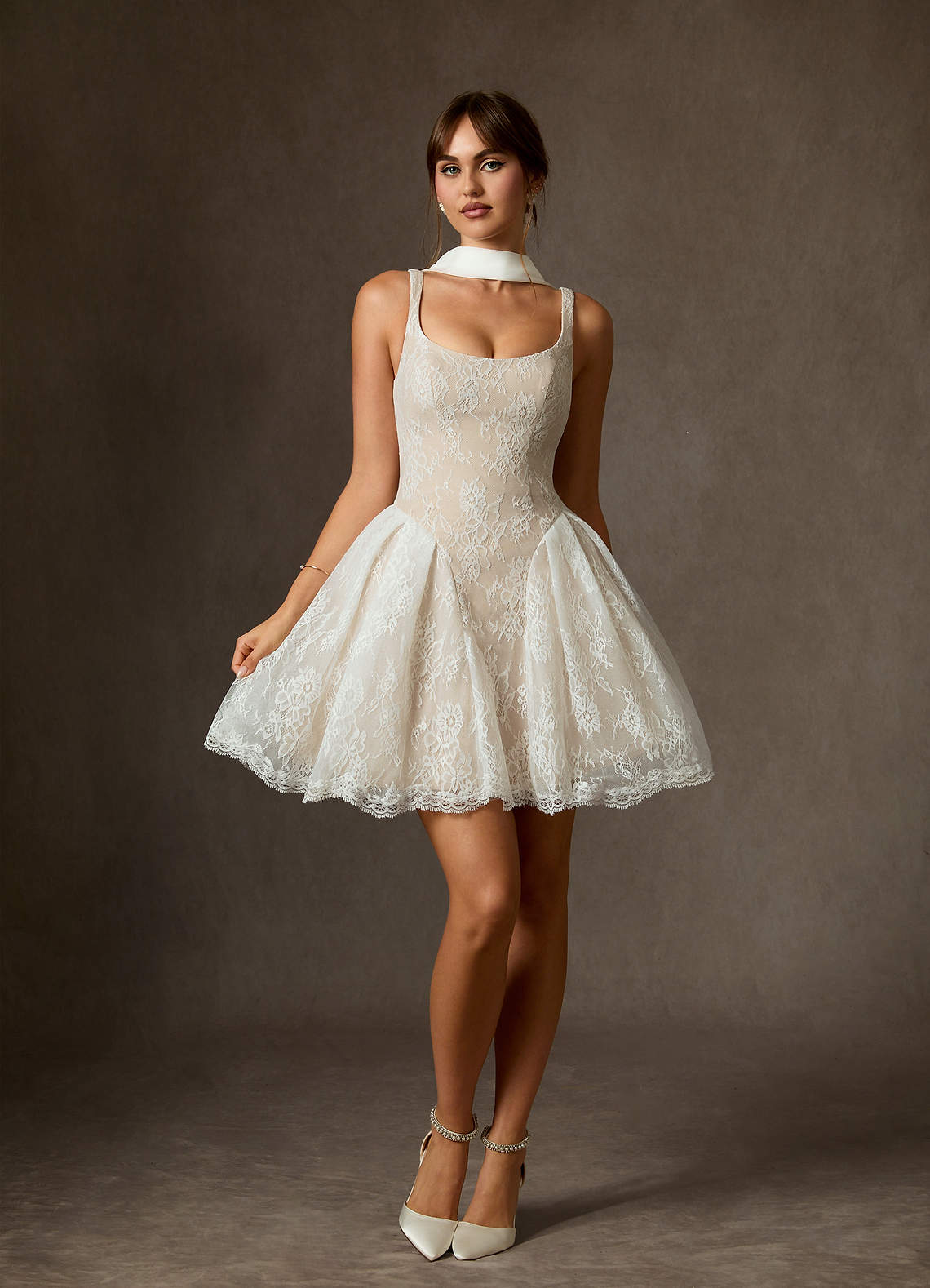 Azazie Dawn Robes de mariée Robe Trapèze en Dentelle Diamant Blanc Champagne image1