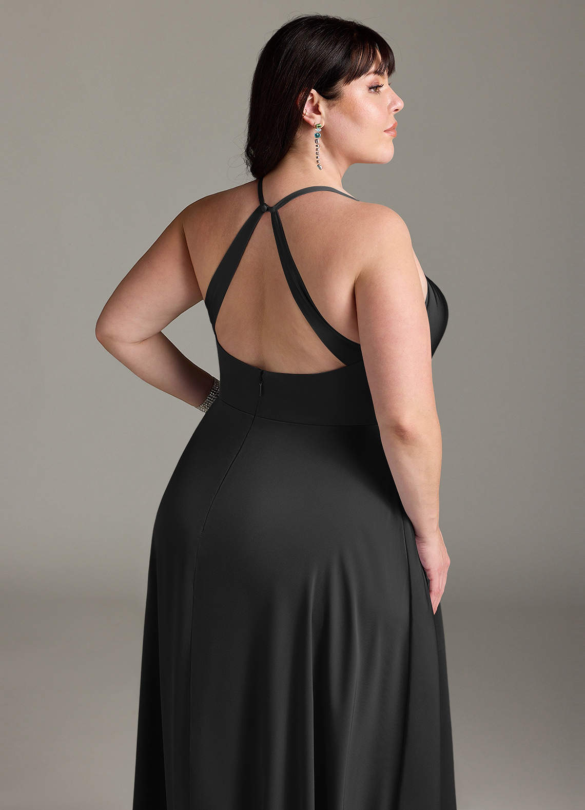 Azazie Davis Black Stretch Satin Bridesmaid Dresses | Azazie