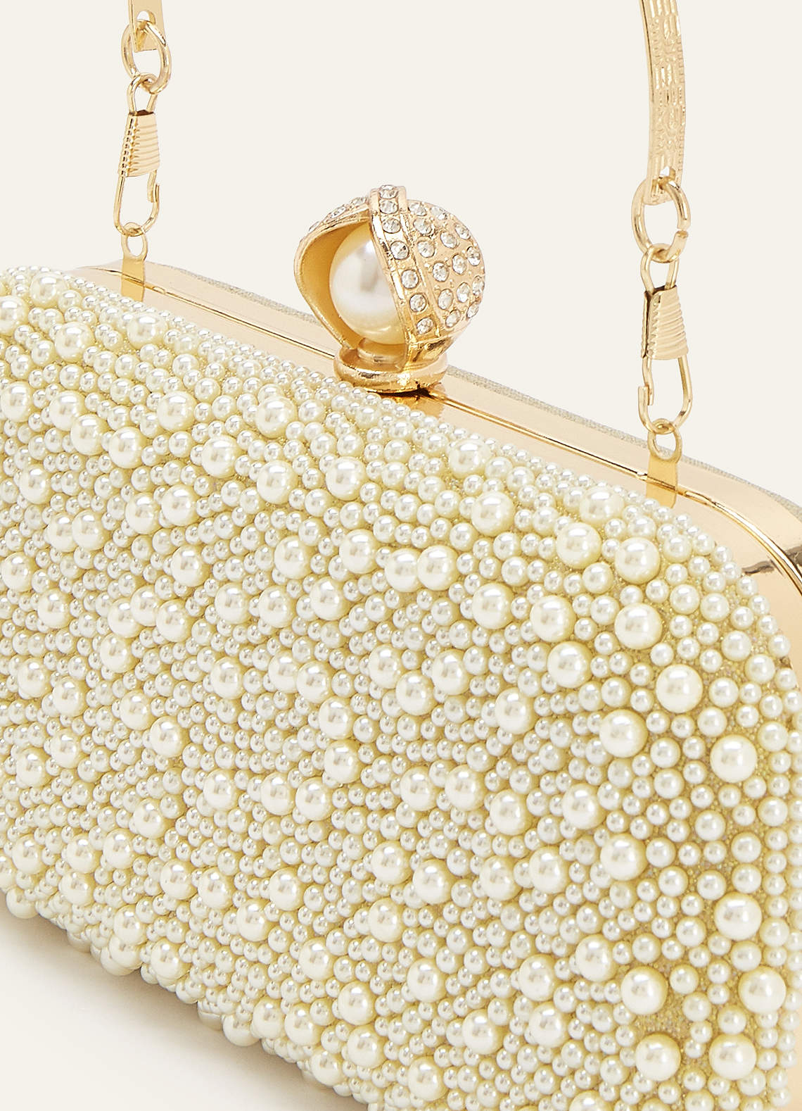 front Pearl Adorned Clutch
