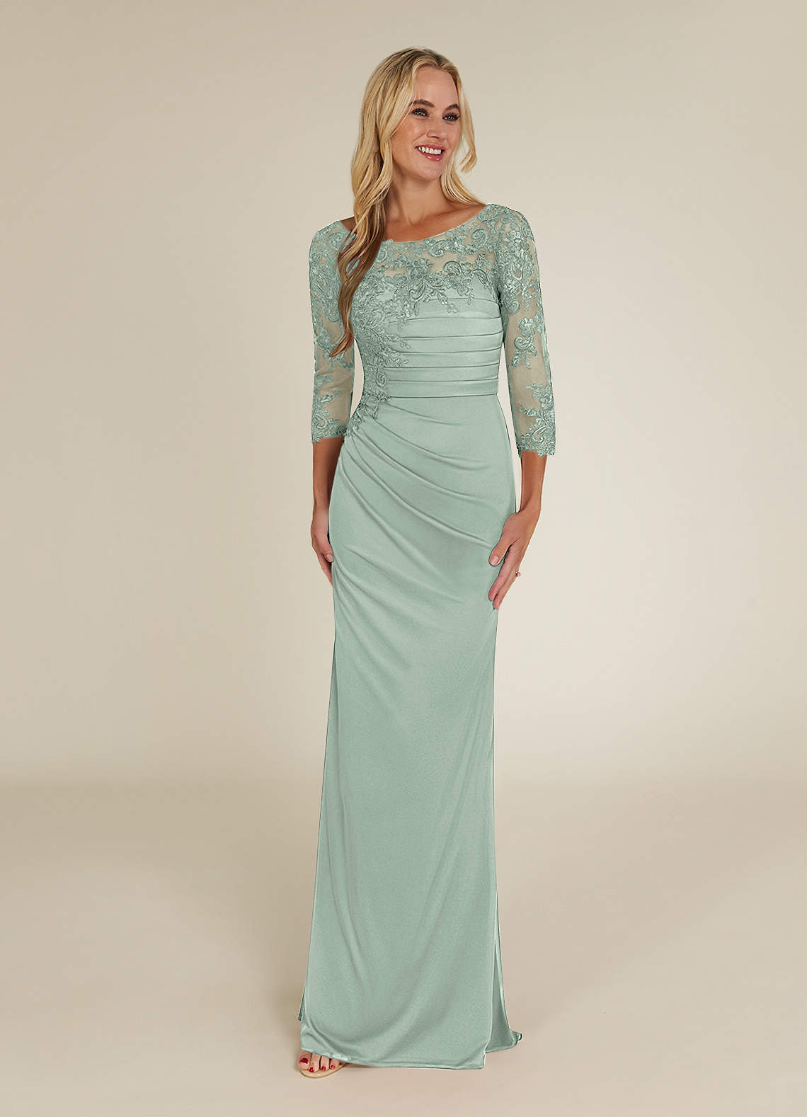 Azazie Alisondra Mother of the Bride Dresses Agave Sheath Scoop Lace Lace Dress image1