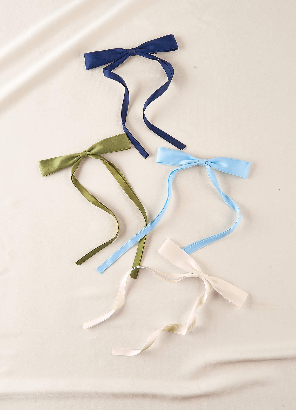 front Satin Bow Hair Clips