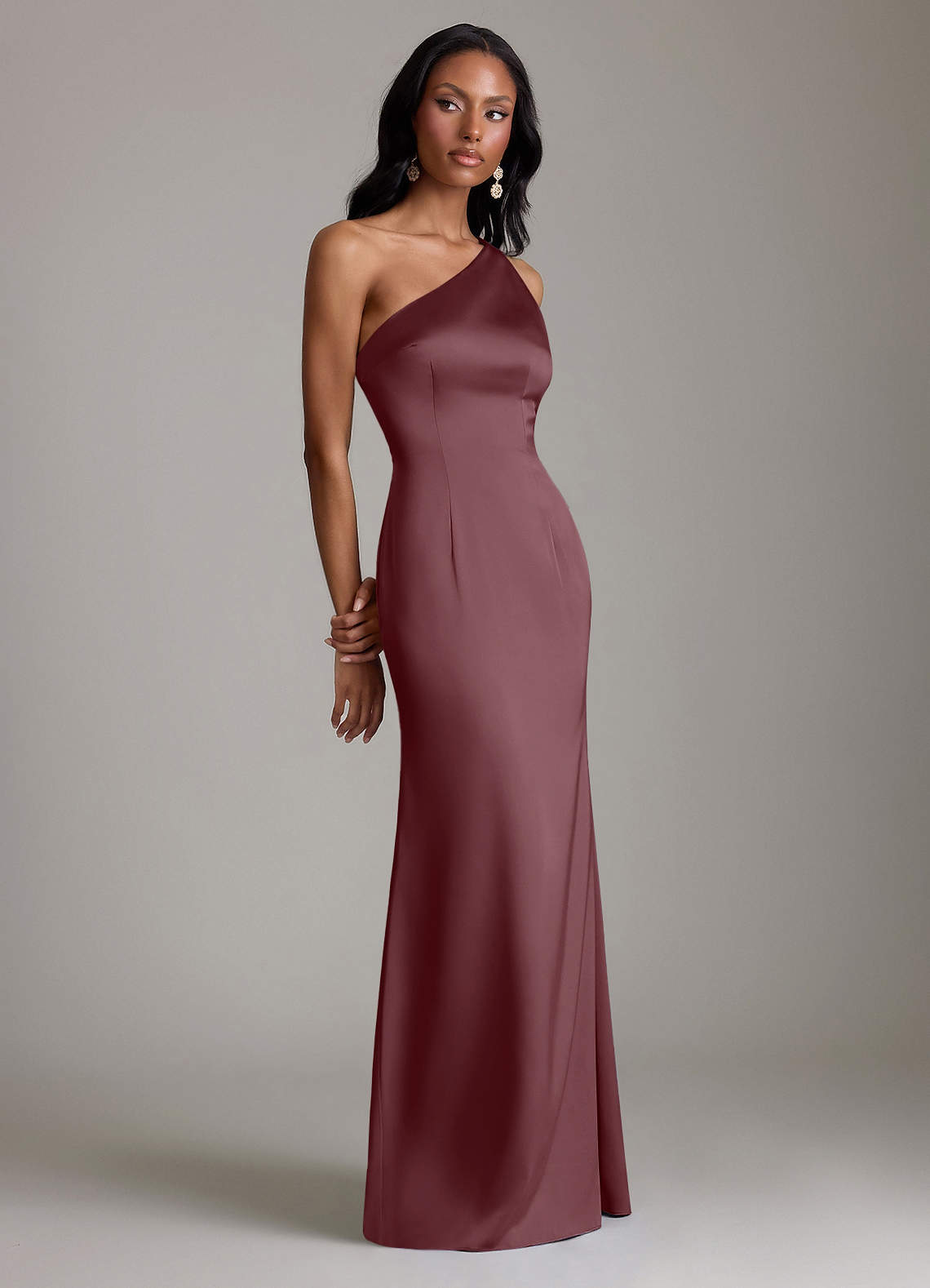 Azazie Voni Sangria Stretch Satin Bridesmaid Dresses | Azazie