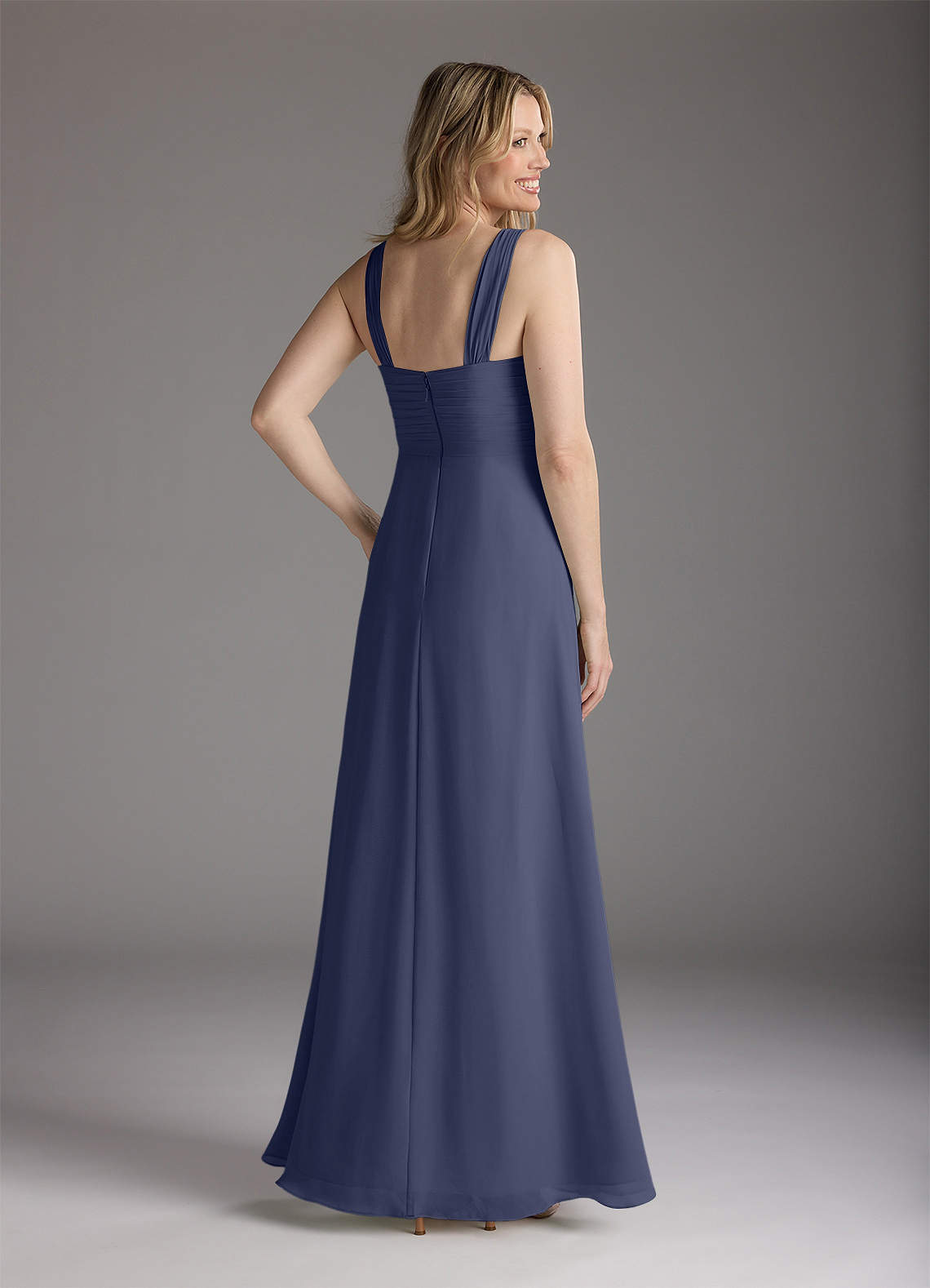 Azazie Weisz Stormy A-Line Square Neckline Pleated Chiffon Dress Ready to Ship | Azazie Azazie Weisz Stormy A-Line Square Neckline Pleated Chiffon Dress Ready to Ship | Azazie