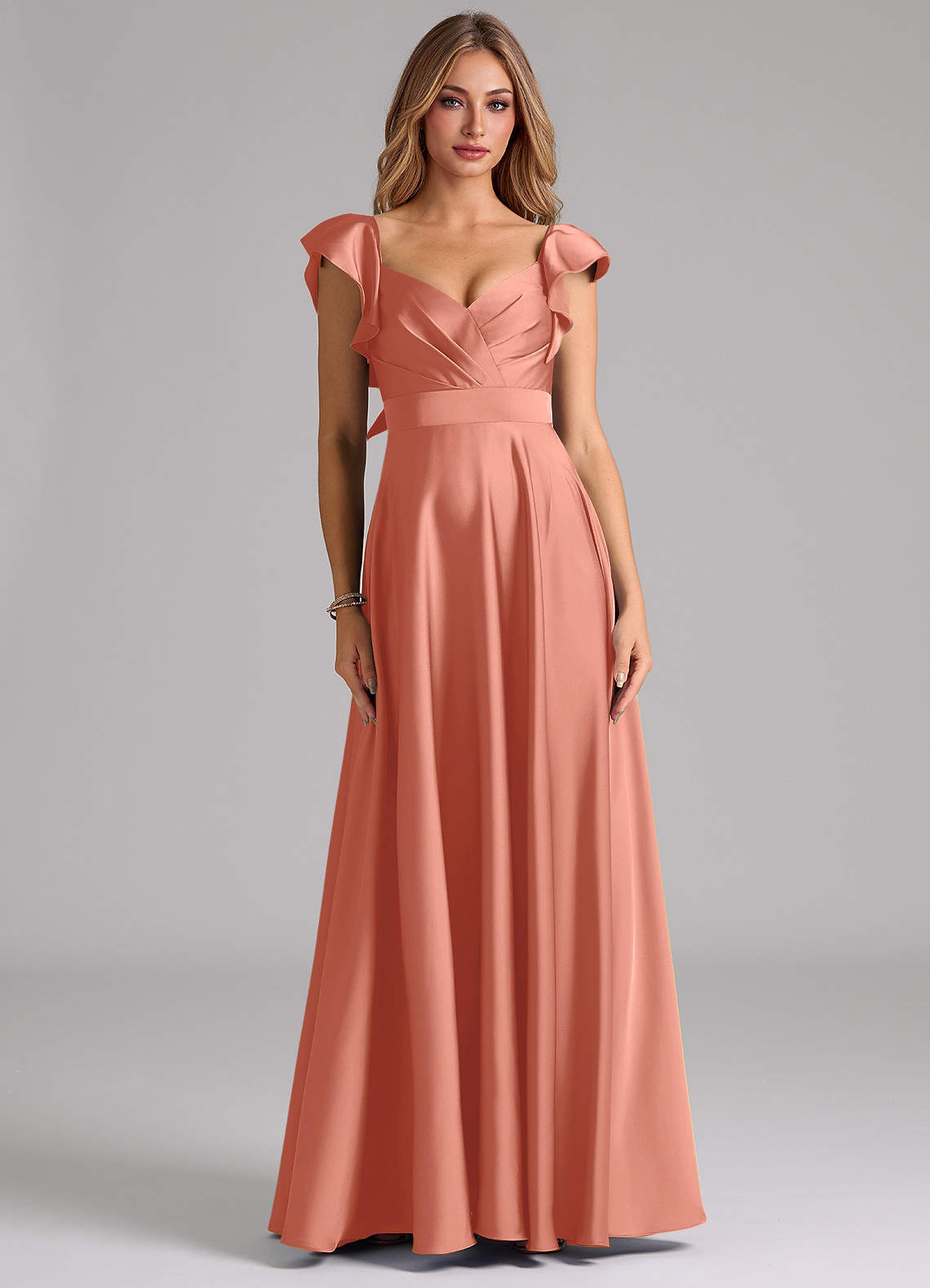 light salmon bridesmaid dresses Chiffon Peach Maxi Dress Bridesmaid Evening Dress Salmon Pink Bridesmaid Dress Peach Bridesmaid