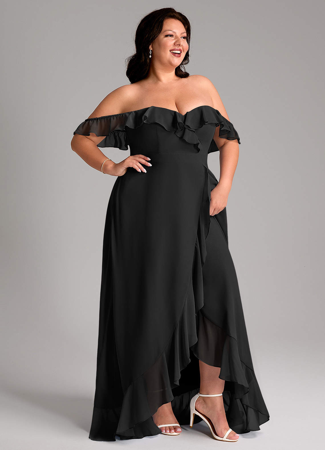 Azazie Lyra Bridesmaid Dresses Black A-Line Chiffon Convertible Dress image13