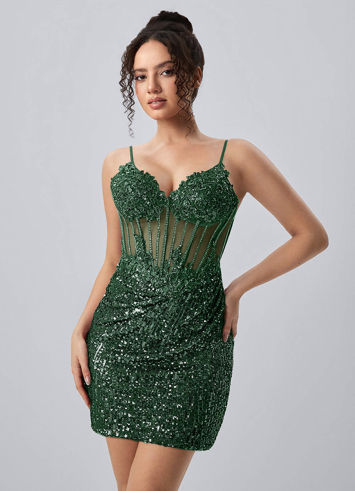 dark green sequin mini dress Martine Spaghetti Strap 3D Floral Corset Plunging neckline Sizes:XS | UK 4-6 | US 0-2 women t-shirt Loraine Bubble Mini Dress do not bleach