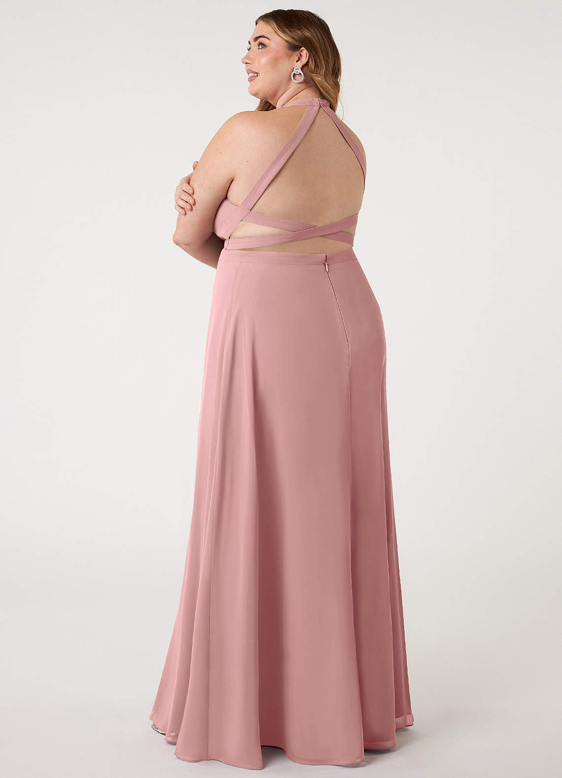blue dress for baby girl Chic Velvet Bell Sleeve Plus Size Bridesmaid Dress with Pleat  COCOMELODYCB0367PS