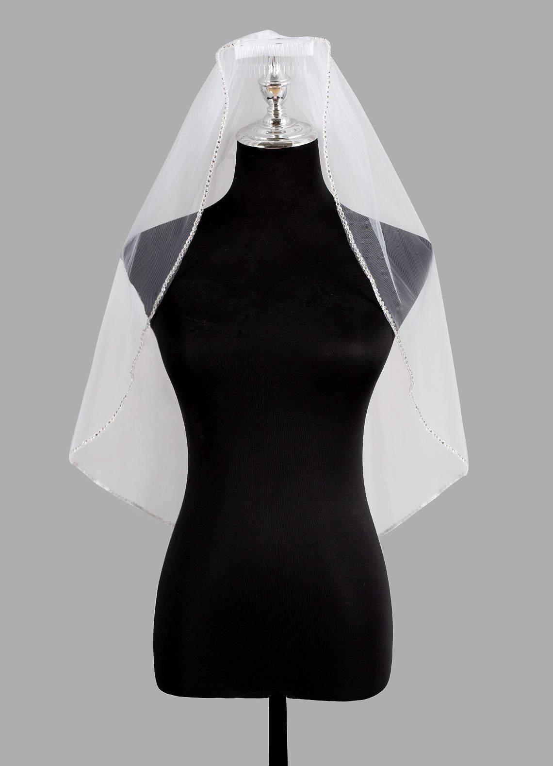 front Paula Beads Waist Length Veil