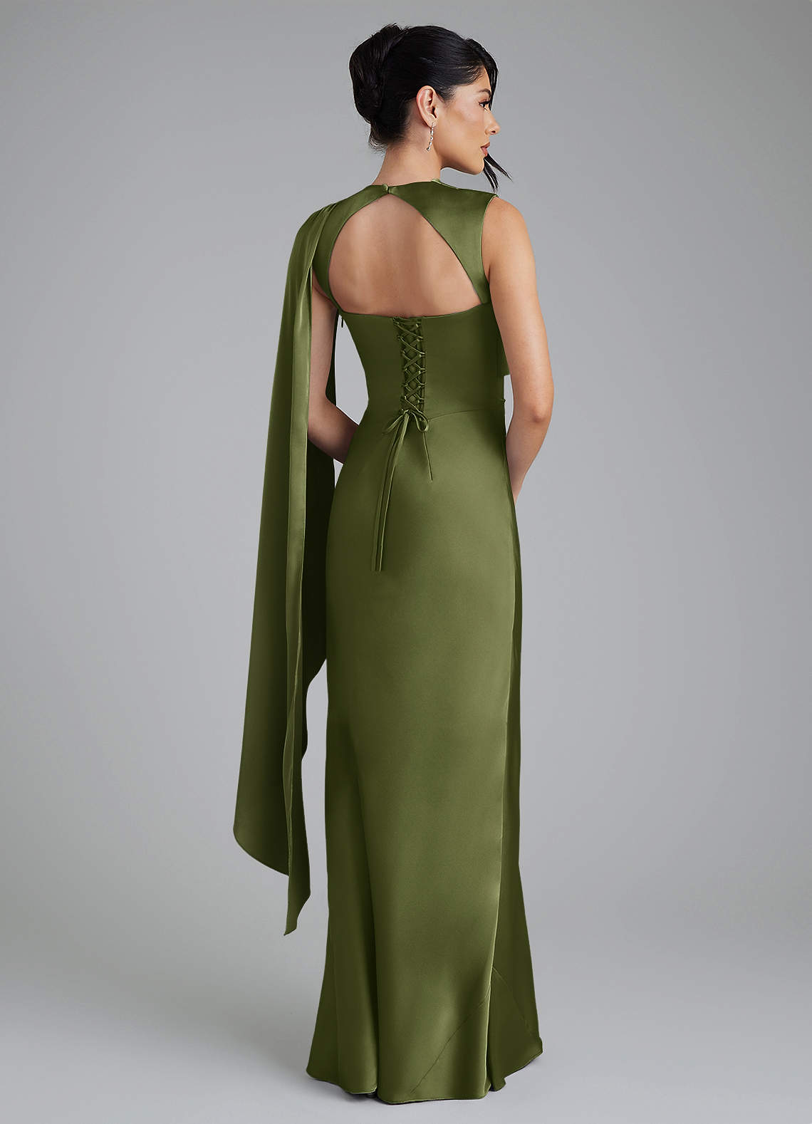 Azazie Taj Ready to Ship Olive Stretch Satin Bridesmaid Dresses