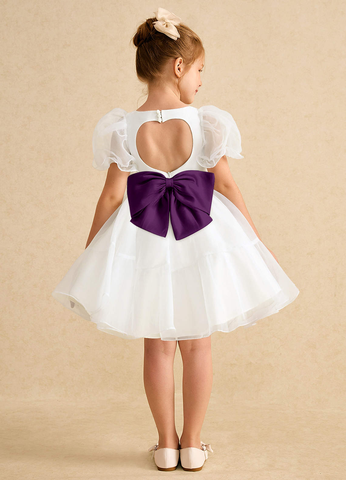 Azazie Debbie vestidos de niña de las flores Vestido de Marfil Uva de Organza de Princesa con Escote de Corazón image1