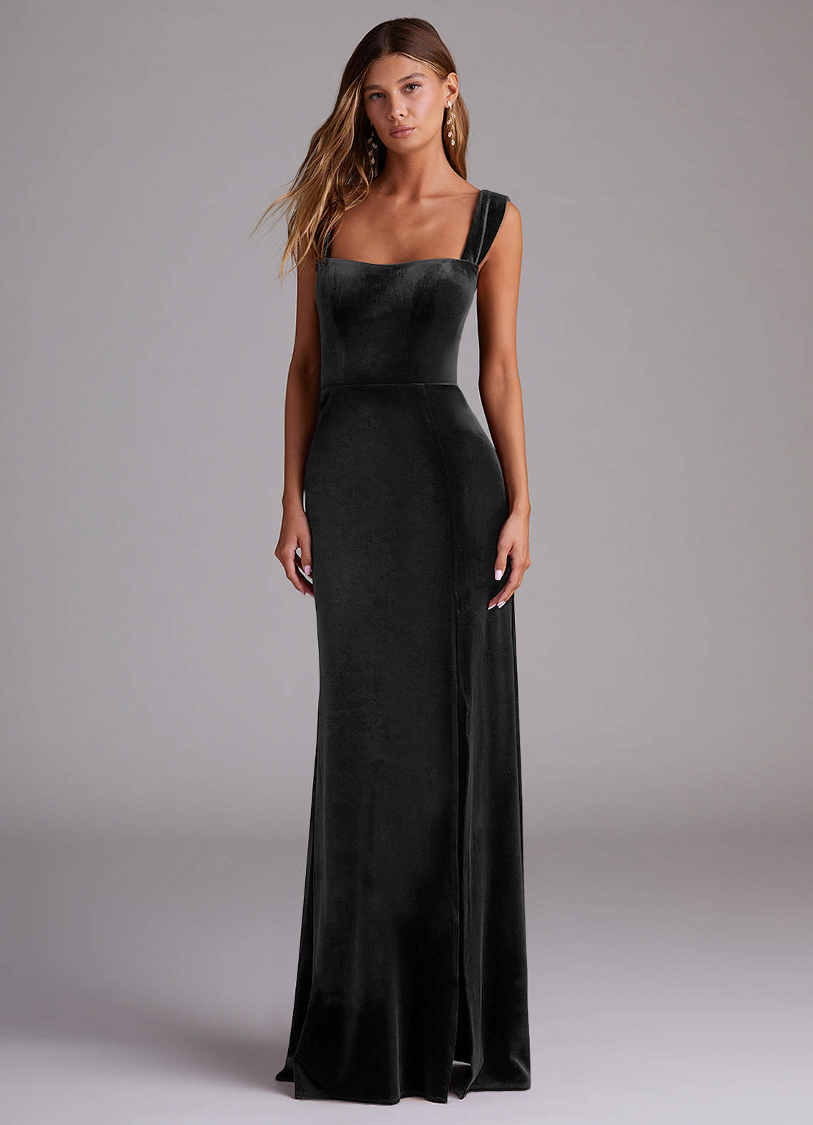 Azazie Junia Ready to Ship Black Velvet Bridesmaid Dresses | Azazie UK