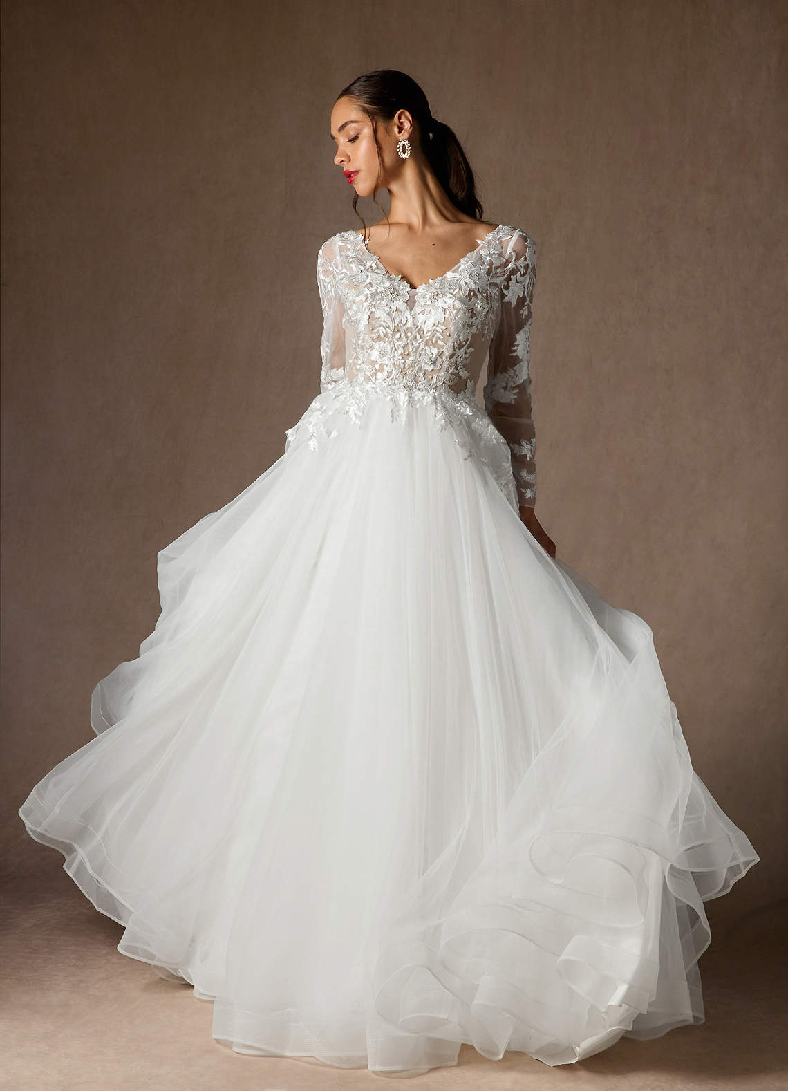 Azazie Freya Diamond White Nude A-Line Sequins Tulle Dress Ready