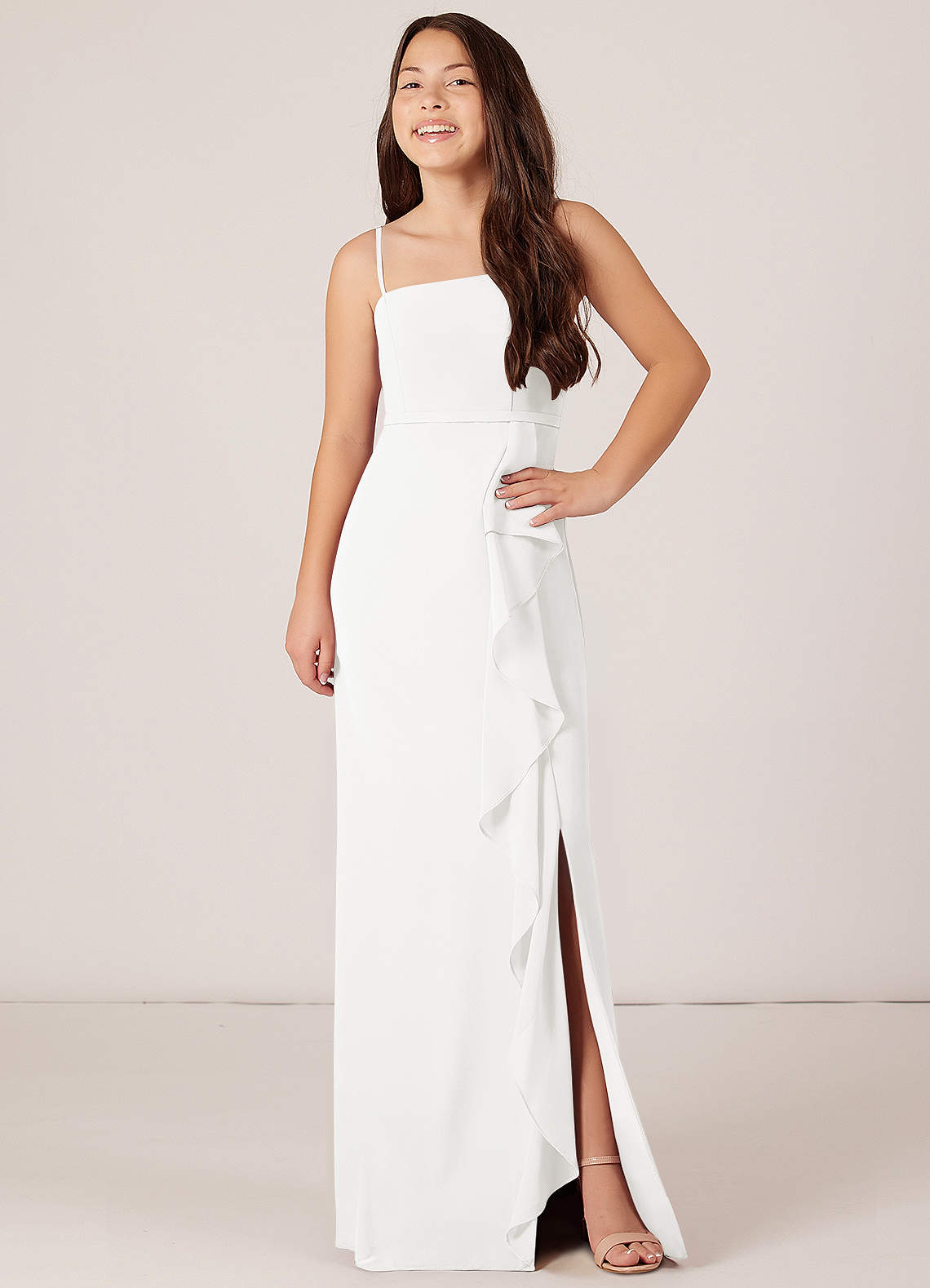 Azazie Kaylee Junior Bridesmaid Dress in White | Azazie