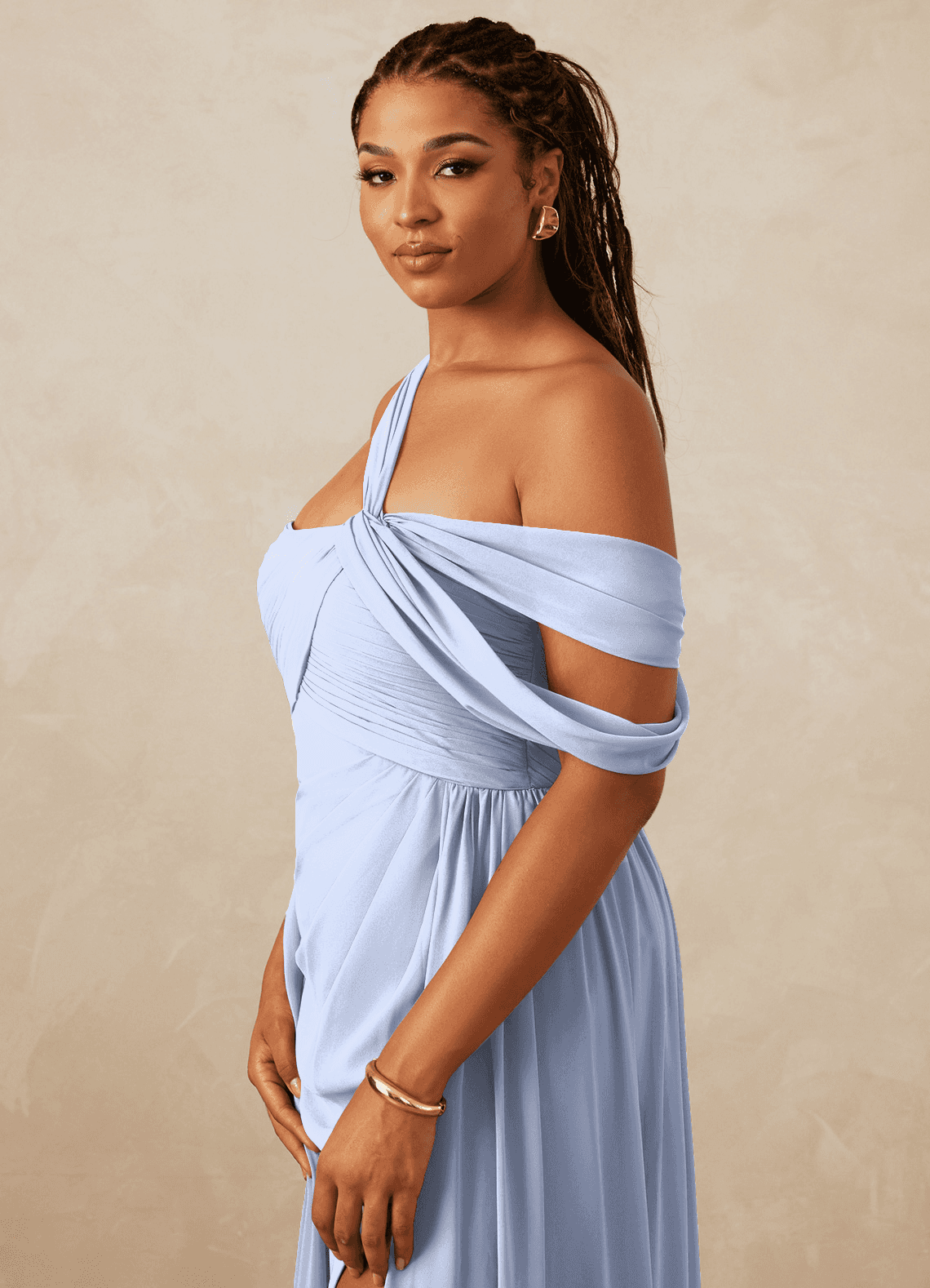Christian Siriano Bridal for Azazie 1014 Bridesmaid Dresses Ice A-Line Off the Shoulder Chiffon Dress image9