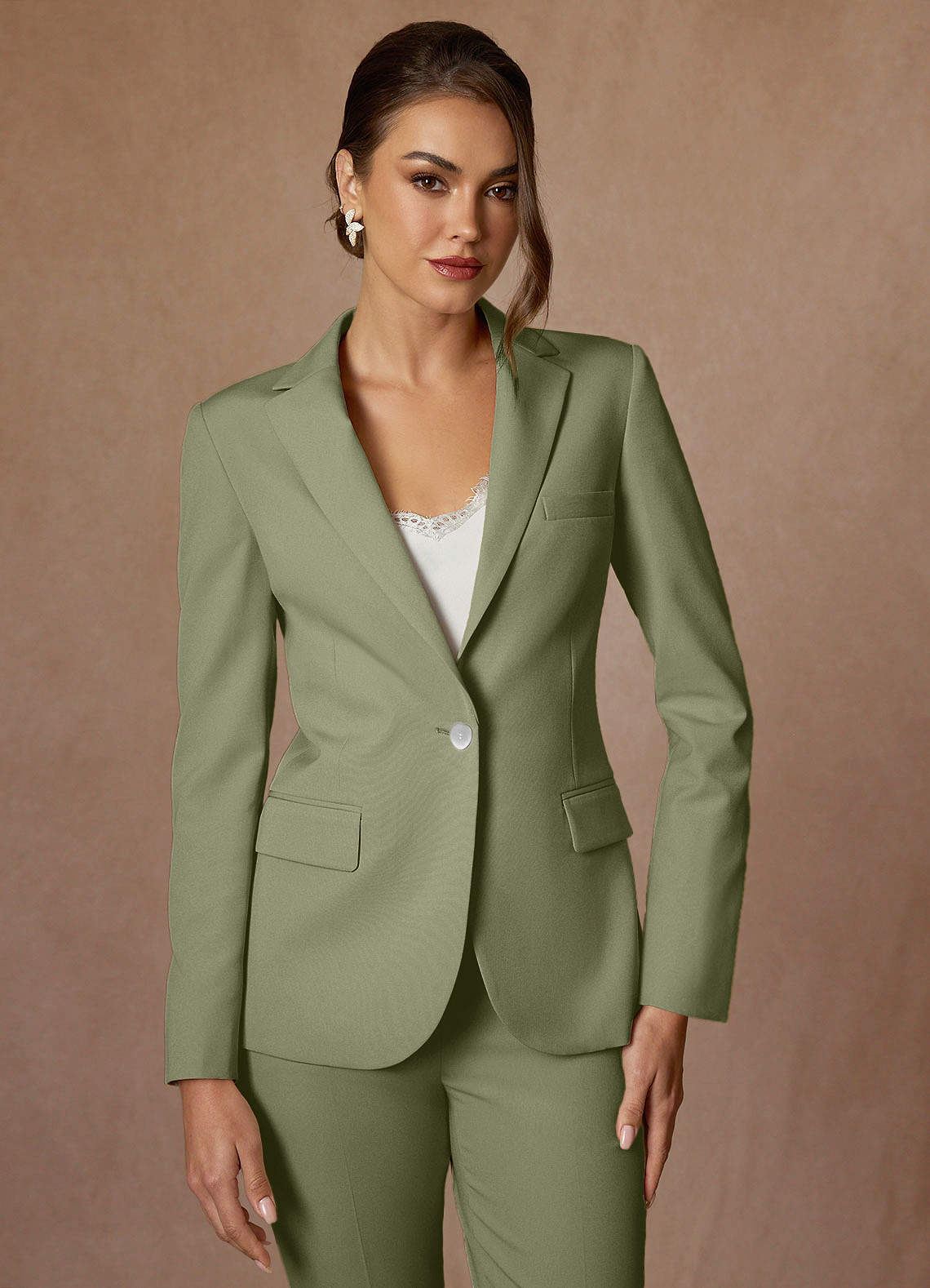 front Kennedy Pistachio Structured Stretch Blazer