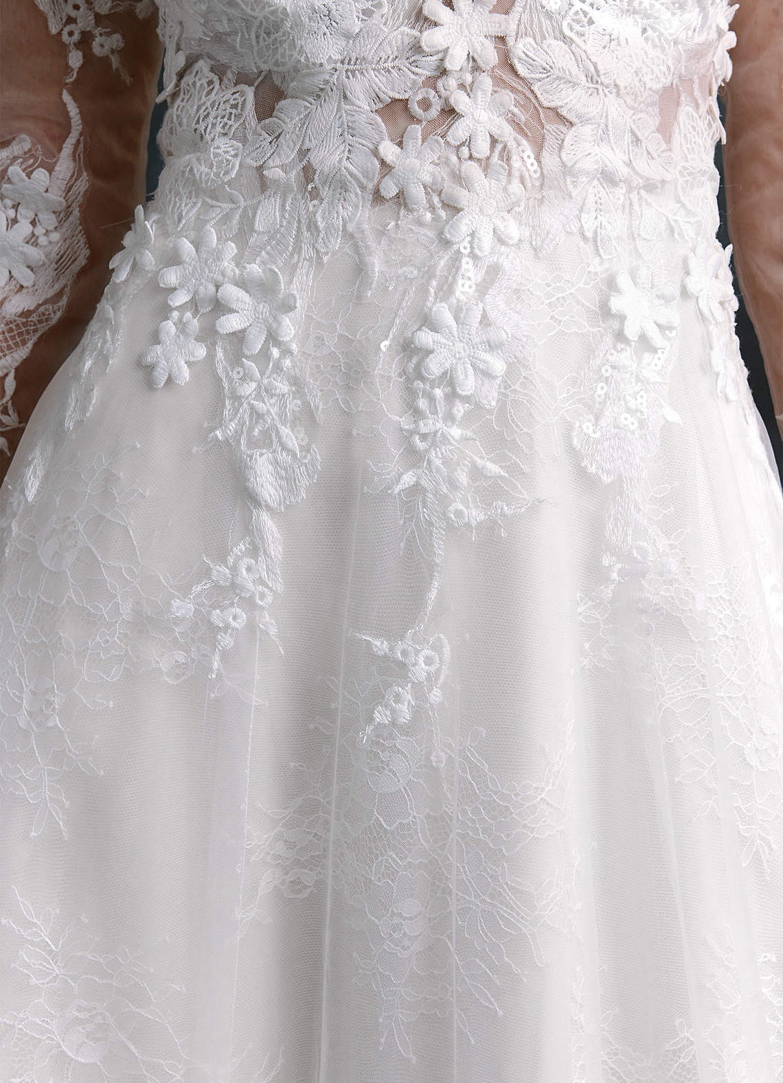 Azazie Leila Wedding Dresses Diamond White A-Line V-Neck Sequins Tulle Dress image7