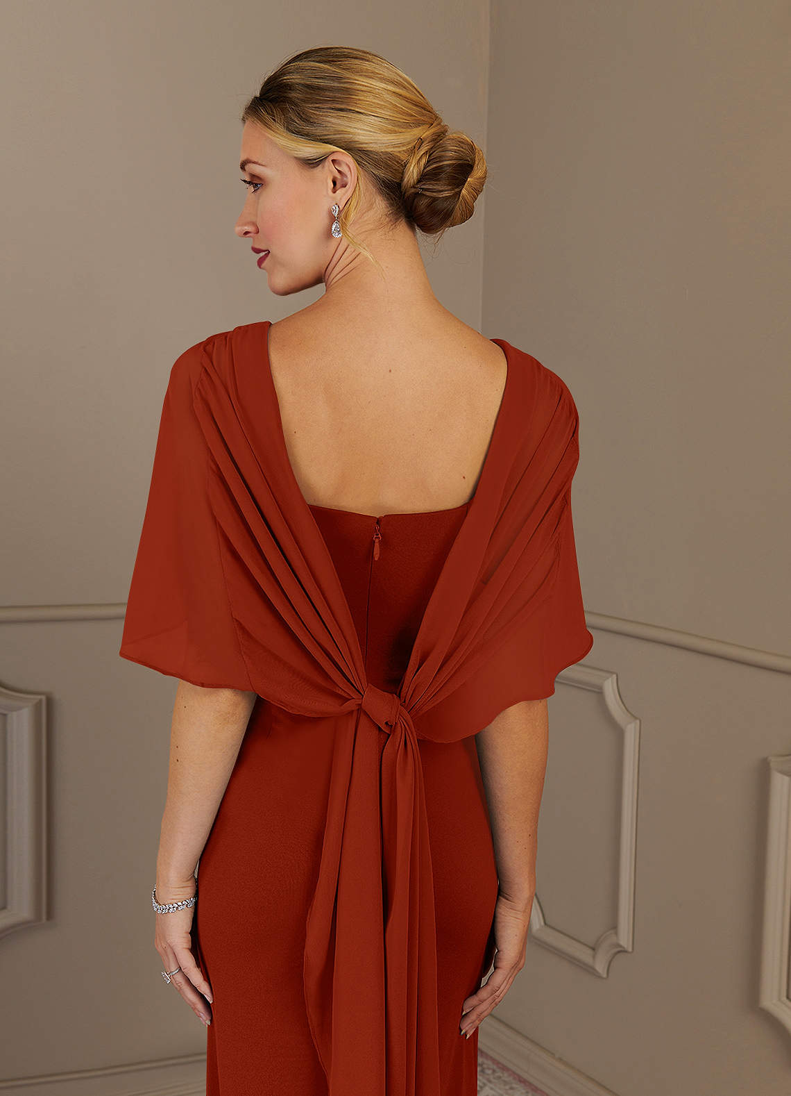 Azazie Dion Klänningar till brudens mor Klä Tubklänning i Stretch crepe Scoop Rost image6