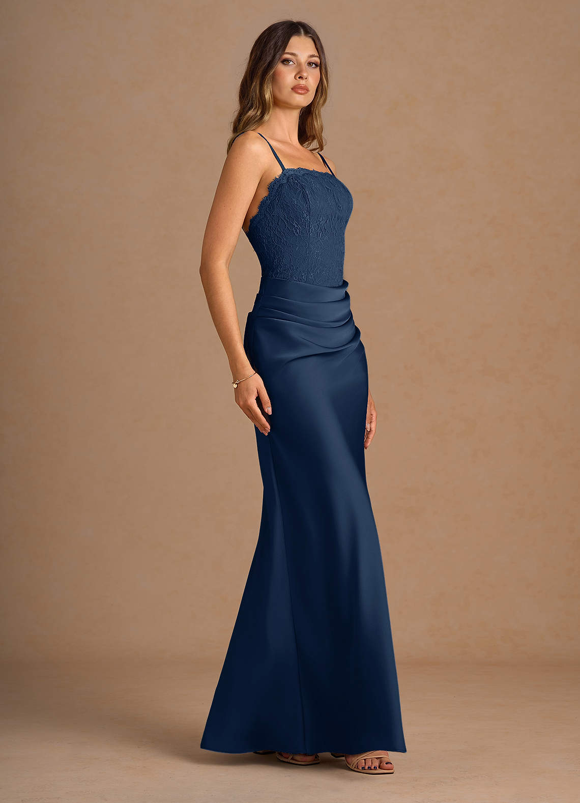 chinese dress ladies Roberto Cavalli Royal Blue Fitted Maxi Dress Lace Shoulder Insert main image 0