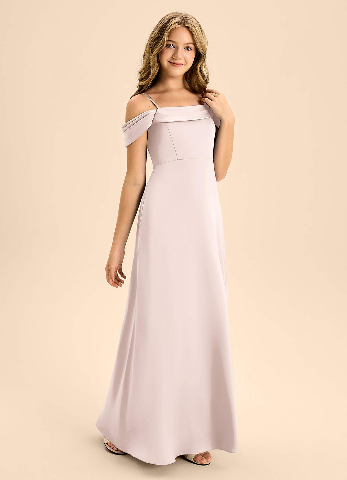 Azazie Anselie Junior Vestido de Rosa Rubor de Satén Elástico de Corte en A con Vestidos sin tirantes image4