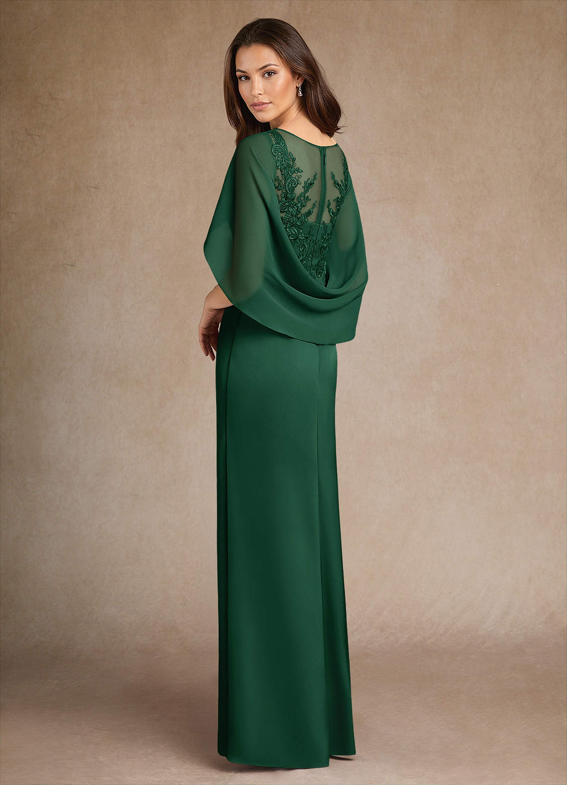 Azazie Hera Mother of the Bride Dresses Dark Green A-Line Lace Stretch Satin Dress image2