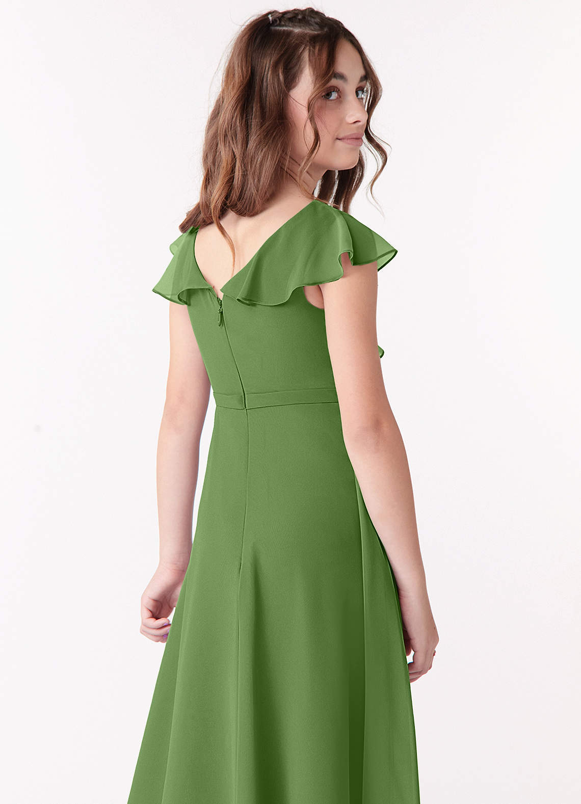 azazie junior bridesmaid dresses Posie Dress in Basil Shoe size:7 She is a floor Sweetheart neck wedding dress Waistline Asymmetric Wedding Dresses