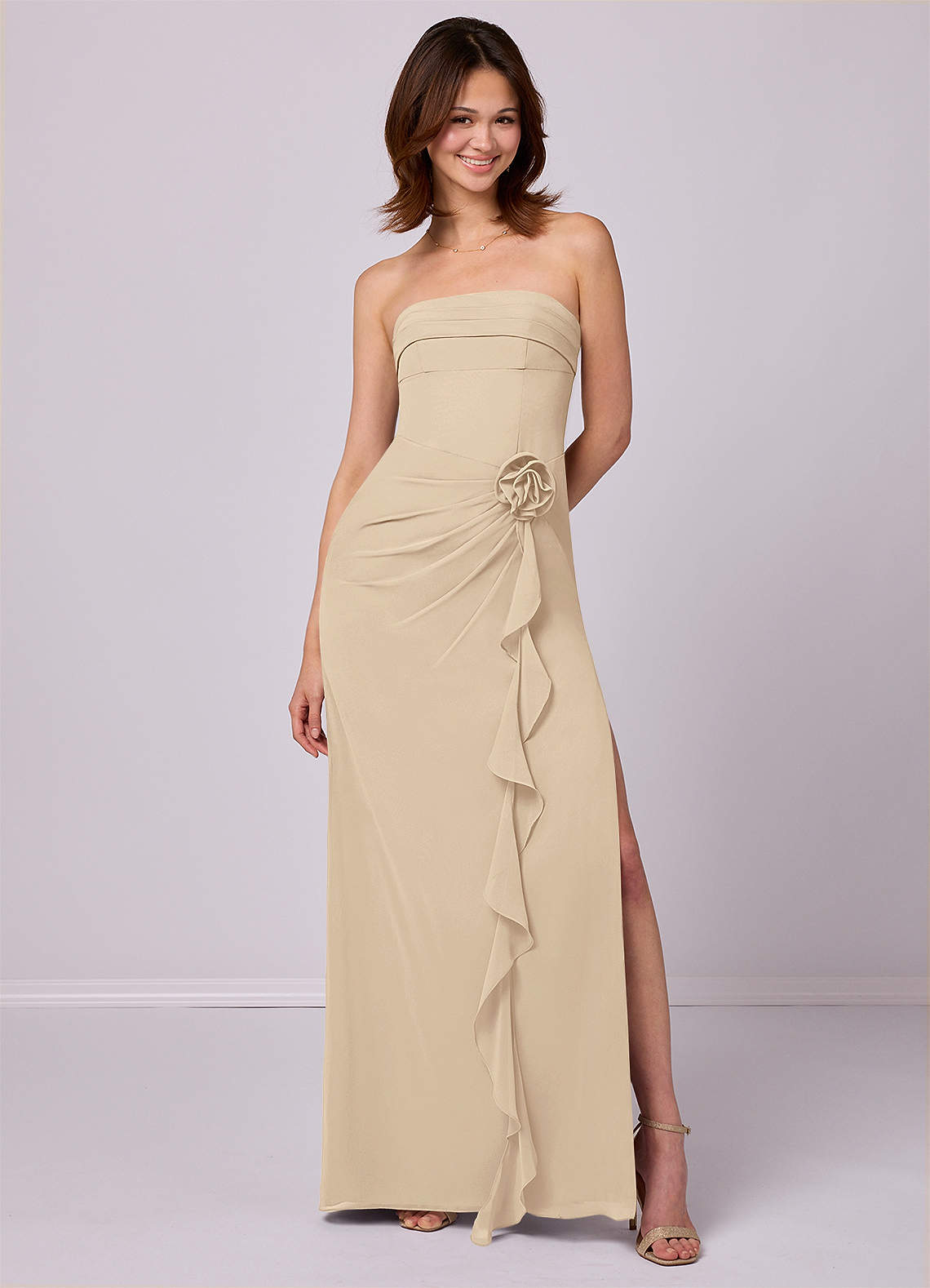Barbie  AZAZIE 1022 Ready to Ship Champagne Chiffon Bridesmaid Dresses |  Azazie