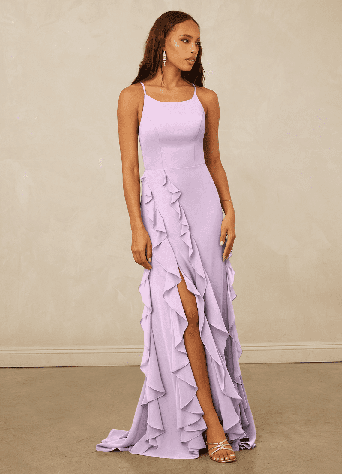 Christian Siriano Bridal for Azazie 1006 Bridesmaid Dresses Frosted Lilac Mermaid Ruched Chiffon Dress image1