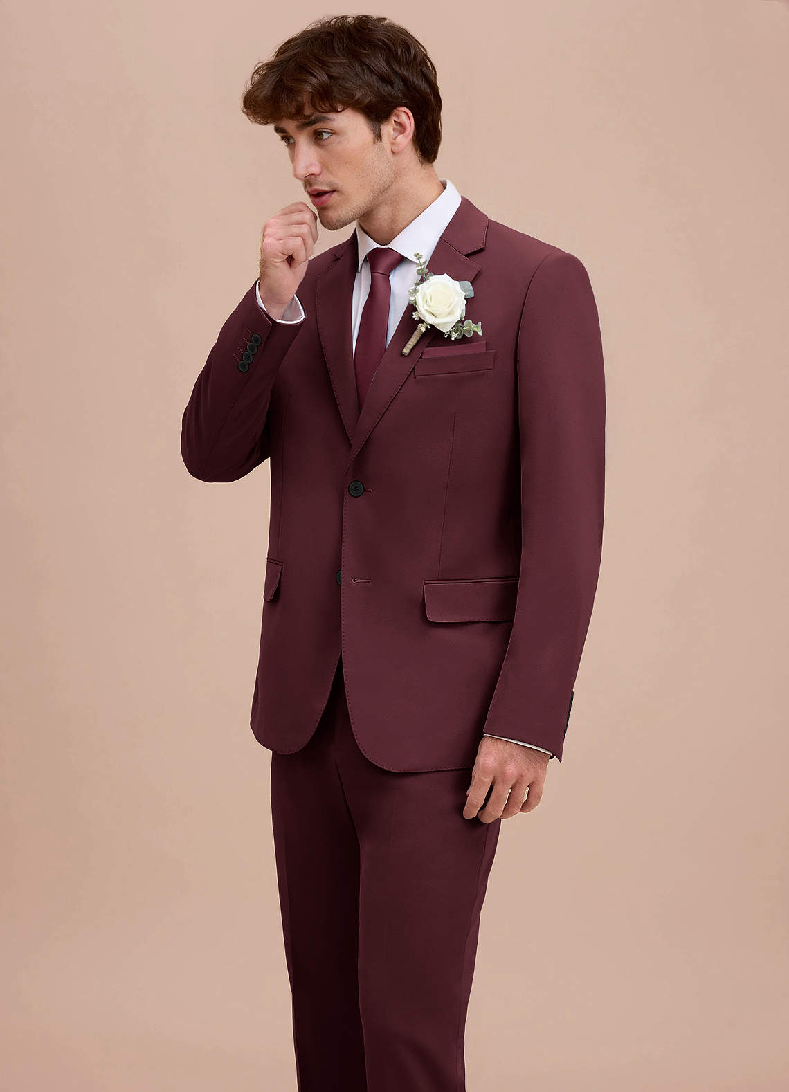 front Ethan Cabernet Refined Weave Performance Suit Jacket