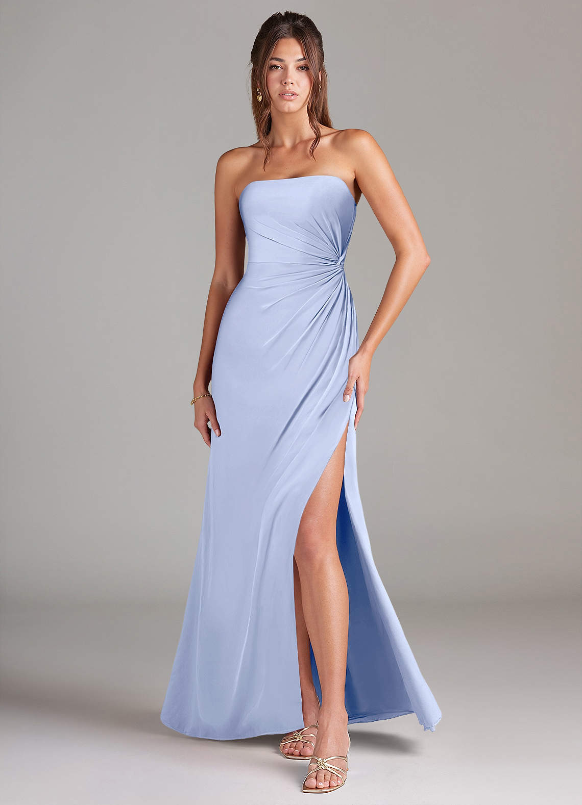Azazie Aliani Vestidos de damas de honor Vestido de Hielo de Gasa de Corte Recto Convertible con Sin tirantes image1