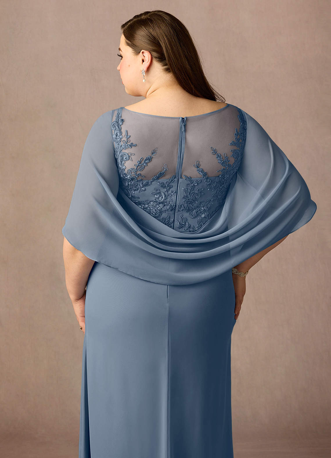 Azazie Hera Mother of the Bride Dresses Twilight A-Line Lace Capelet Chiffon Dress image11