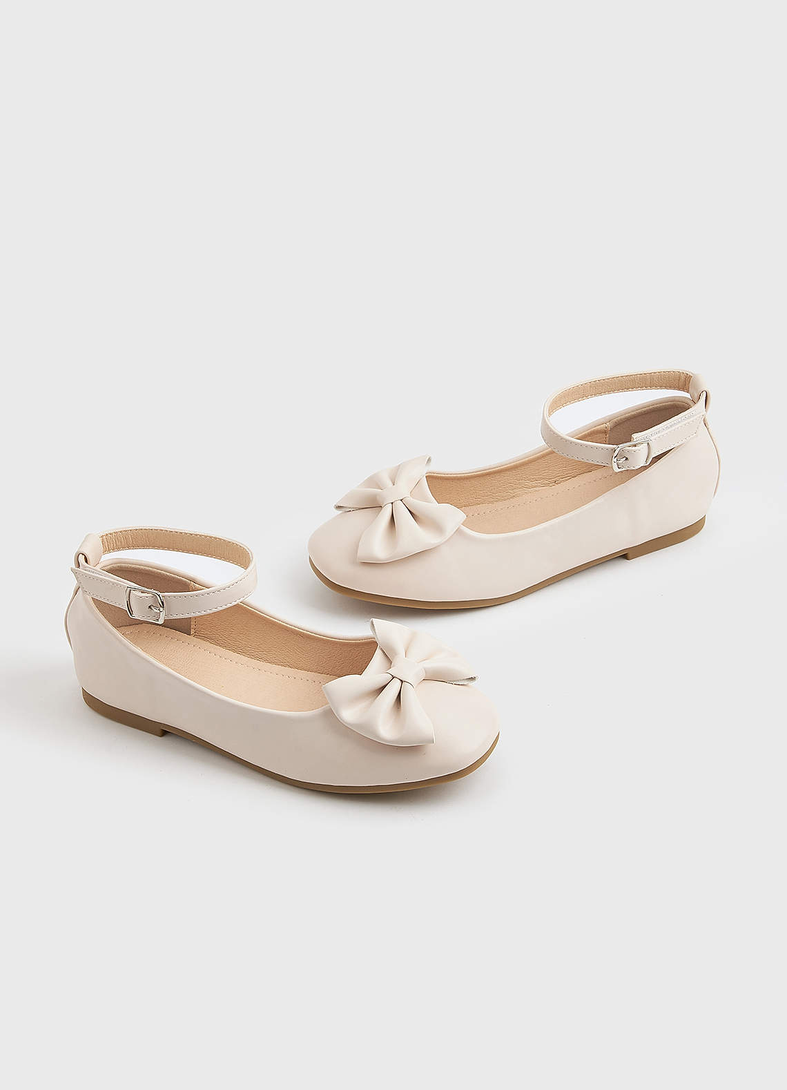 front Bow Ankle Strap Girl's Flat Shoes