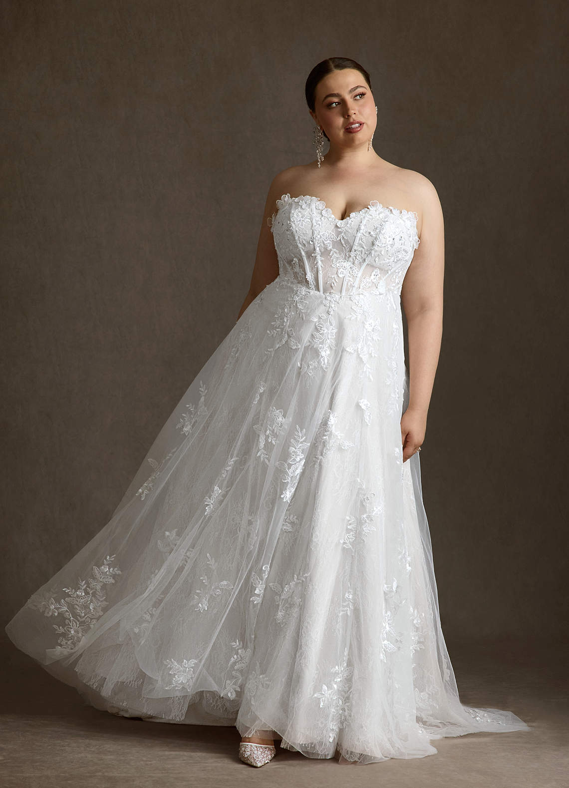 Azazie Florentina Wedding Dresses Diamond White A-Line Sweetheart Sequins Tulle Dress image12