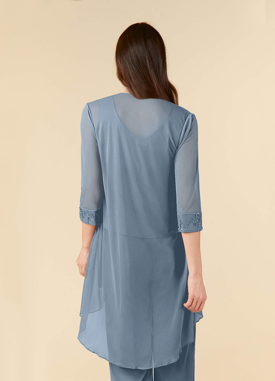 Azazie Frances Mother of the Bride Dresses Dusty Blue Jumpsuit/Pantsuit Scoop Mesh Dress image5