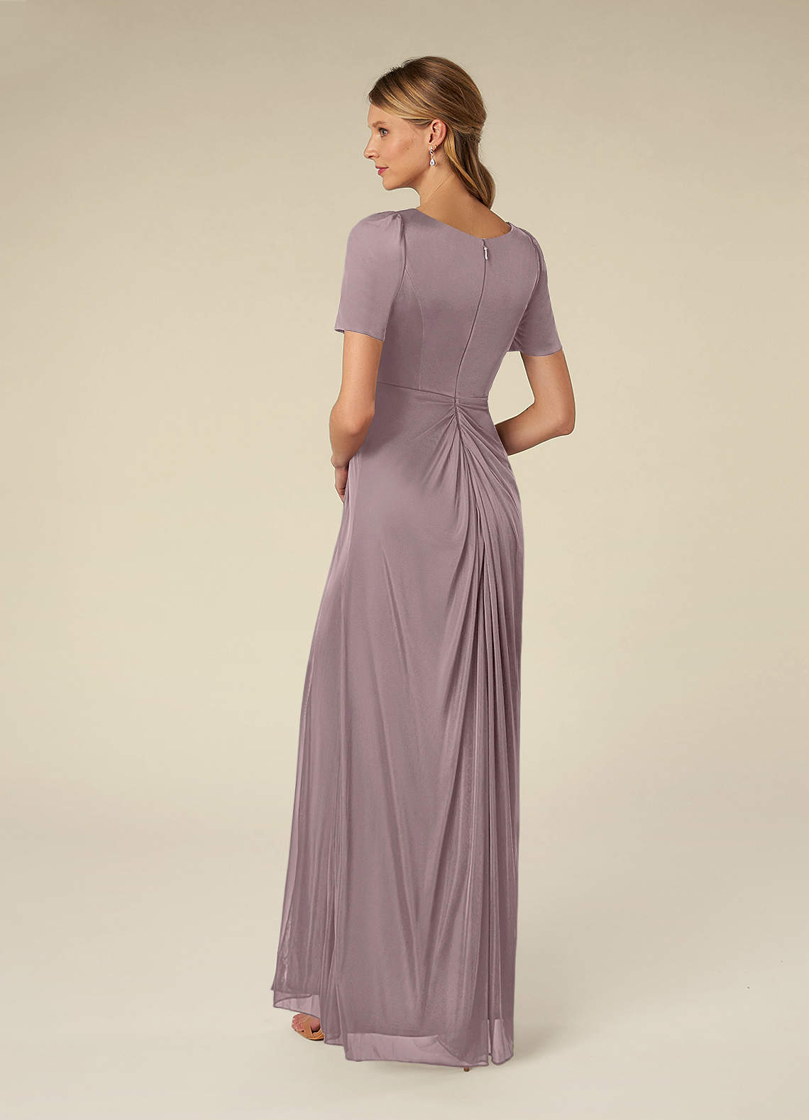 Azazie Bessie Mother of the Bride Dresses Dusk A-Line Pleated Mesh Dress image4