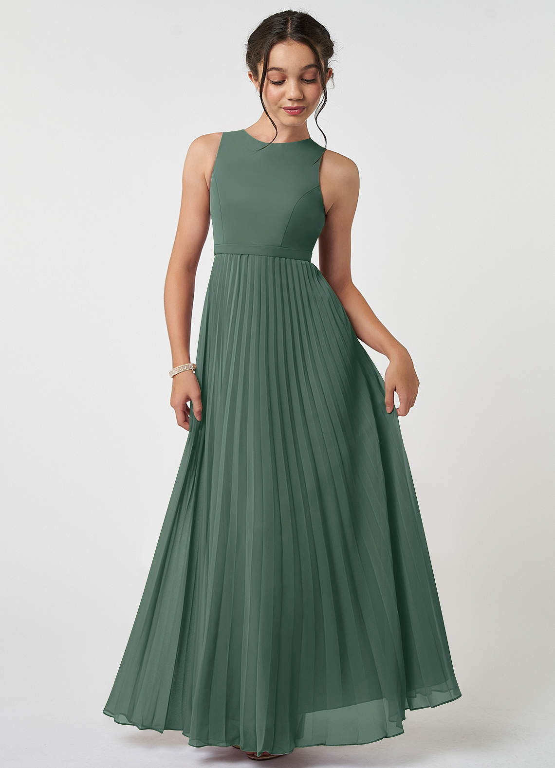Azazie Lindie Junior A-Linie Plissee Chiffon Kleid Seemoos image1