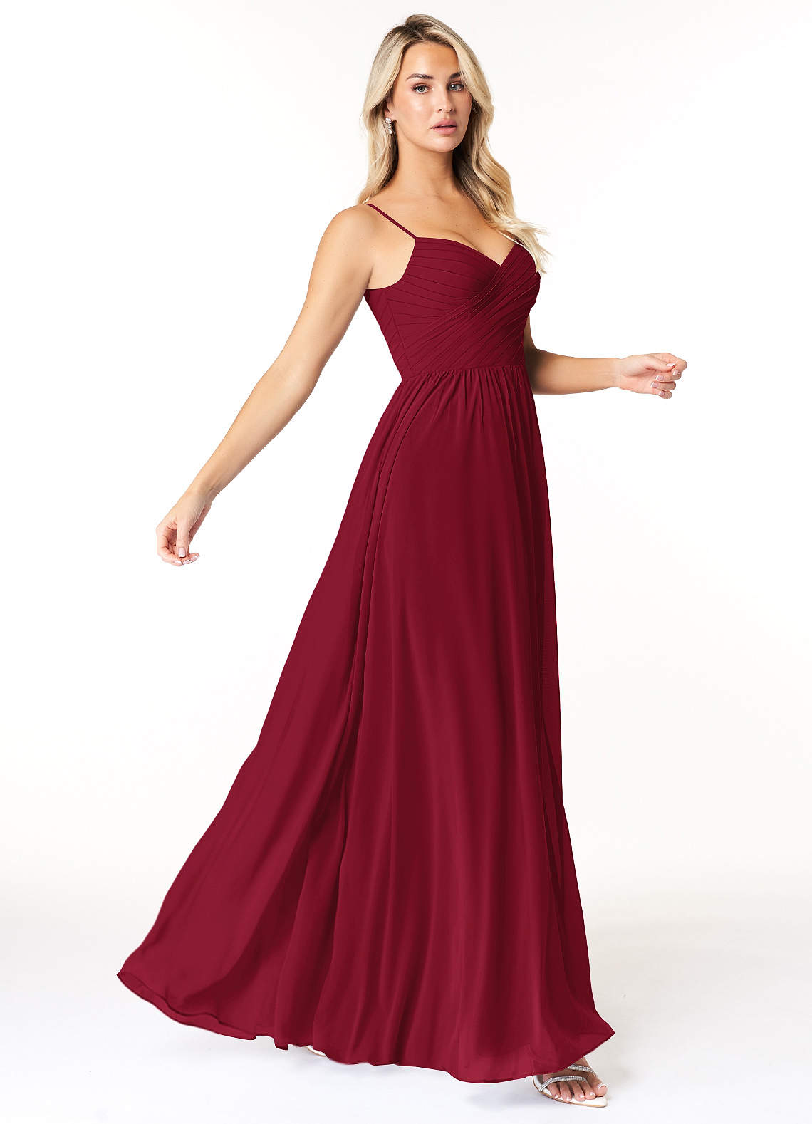 Azazie Lisbon Bridesmaid Dresses Burgundy A-Line Sweetheart Neckline Chiffon Dress image1